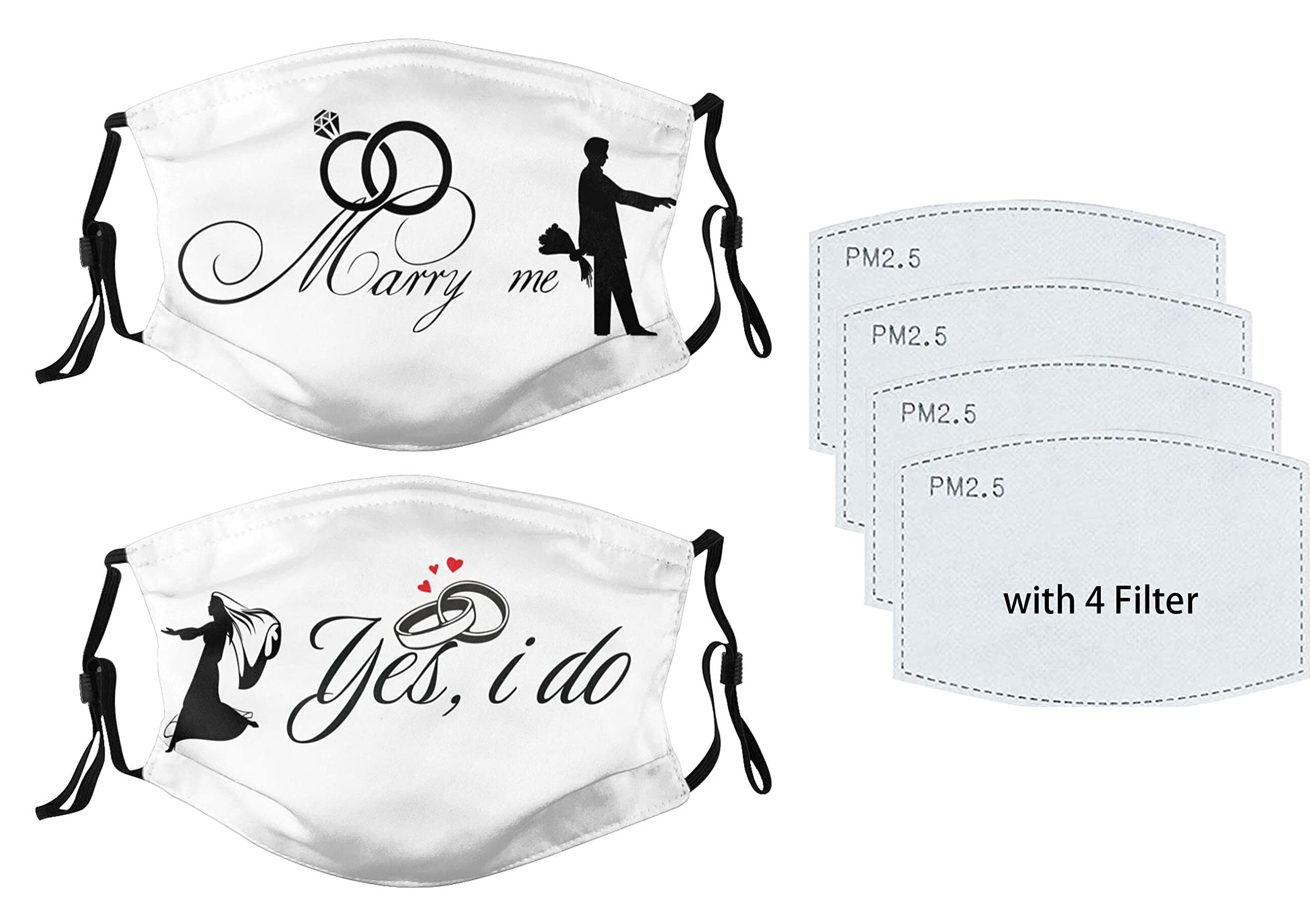 2-Pack Wedding Face Masks for Bride and Groom - Breathable, Washable Couple Masks for Wedding Ceremony, Reception & Honeymoon Travel