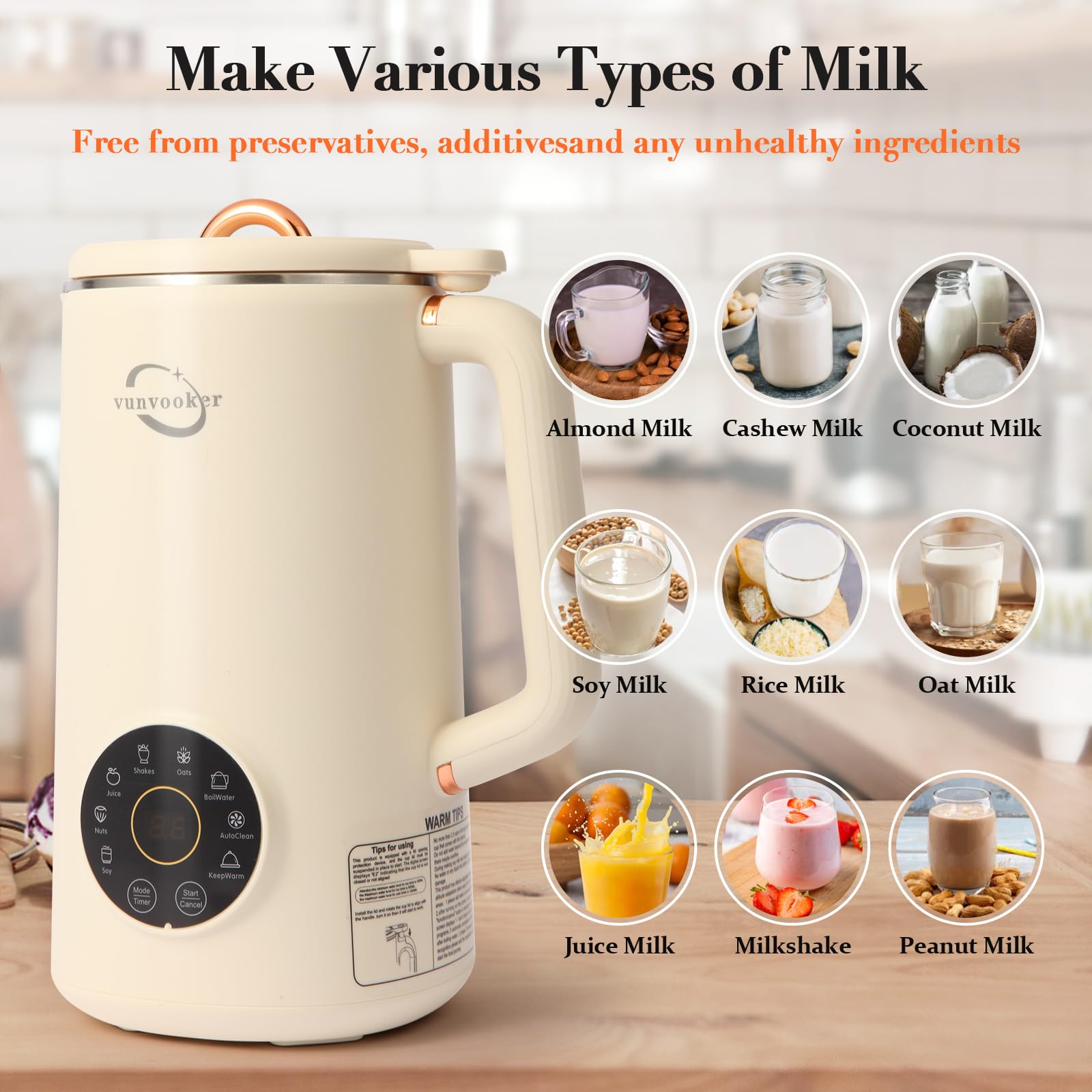 35OZ (1000ML) Nut Milk Maker Machine - Automatic Soy, Almond, Oat, Fruit & Corn Juice Maker with Preset, Auto Clean, Keep Warm & Boil Water - Perfect for Homemade Plant-Based Milk, Smoothies & Healthy Drinks at Home