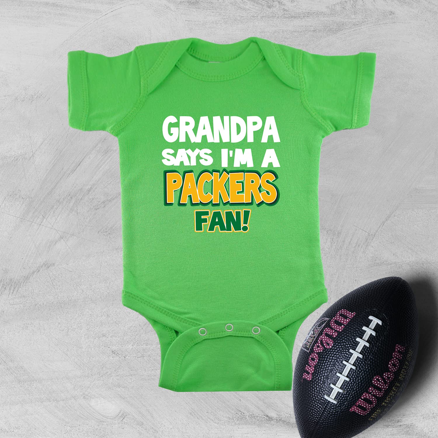 My Grandpa Says I'm a Packers Fan Baby Bodysuit - Cute Green Bay Packers Fan Outfit for Newborns & Toddlers - Perfect for Game Day, Family Photos & Grandparent Gifts