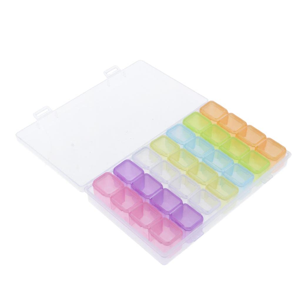 LOSA 28 Slots Nail Art Beads & Glitter Jewelry Organizer Box - Perfect for Nail Salon, DIY Crafts, and Jewelry Storage Display