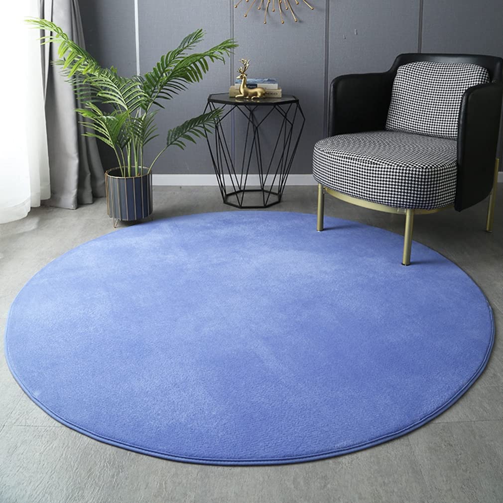 Premium 5.2' Round Area Rug - Ultra Soft Coral Fleece Non-Slip Carpet for Living Room, Bedroom & Bathroom | Modern Dark Blue Home Decor Rug | Indoor/Outdoor Use for Cozy Comfort & Style