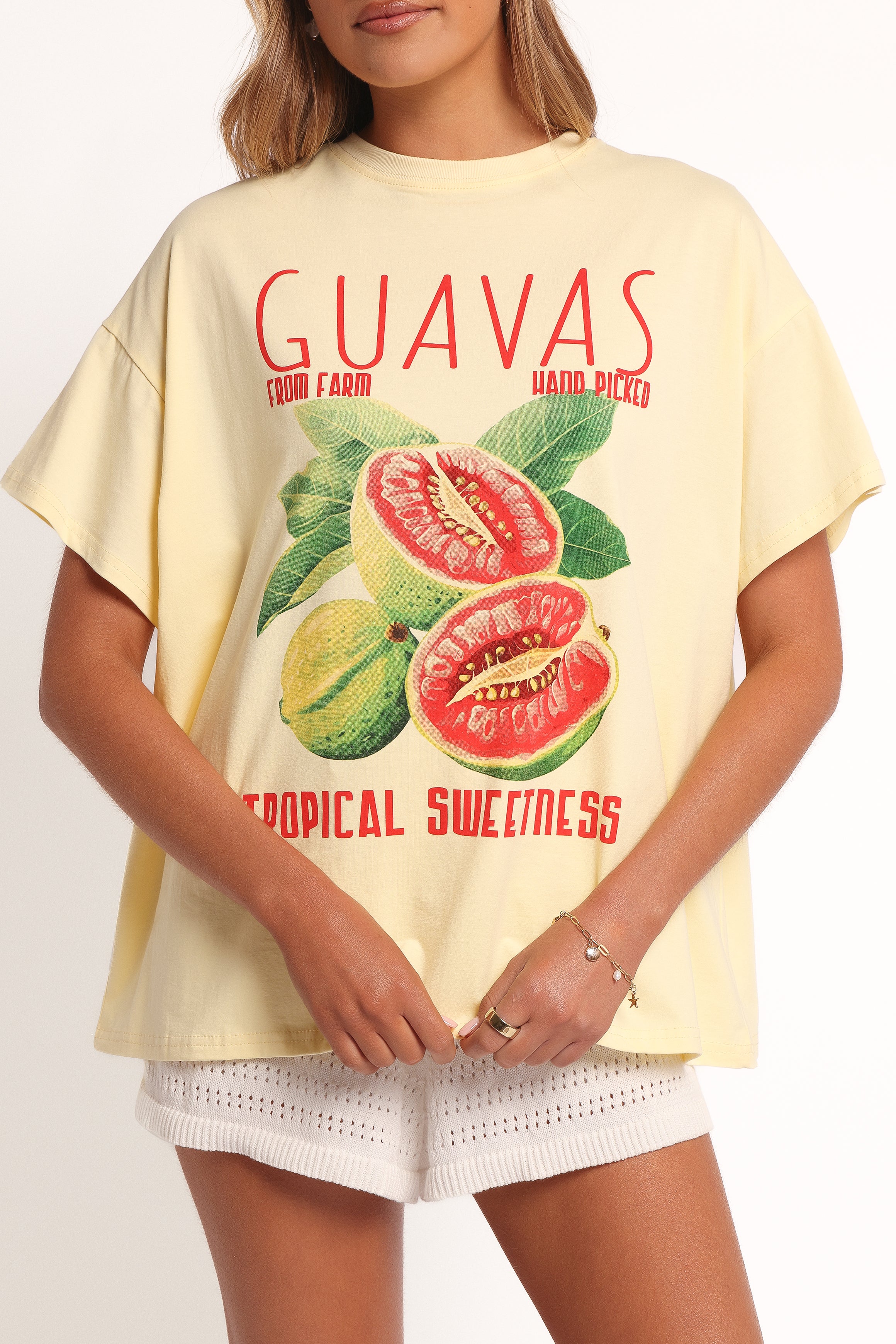 Guavas Graphic Tee - Soft Pale Yellow Cotton T-Shirt for Men & Women | Casual Streetwear, Summer Outfits, and Everyday Wear