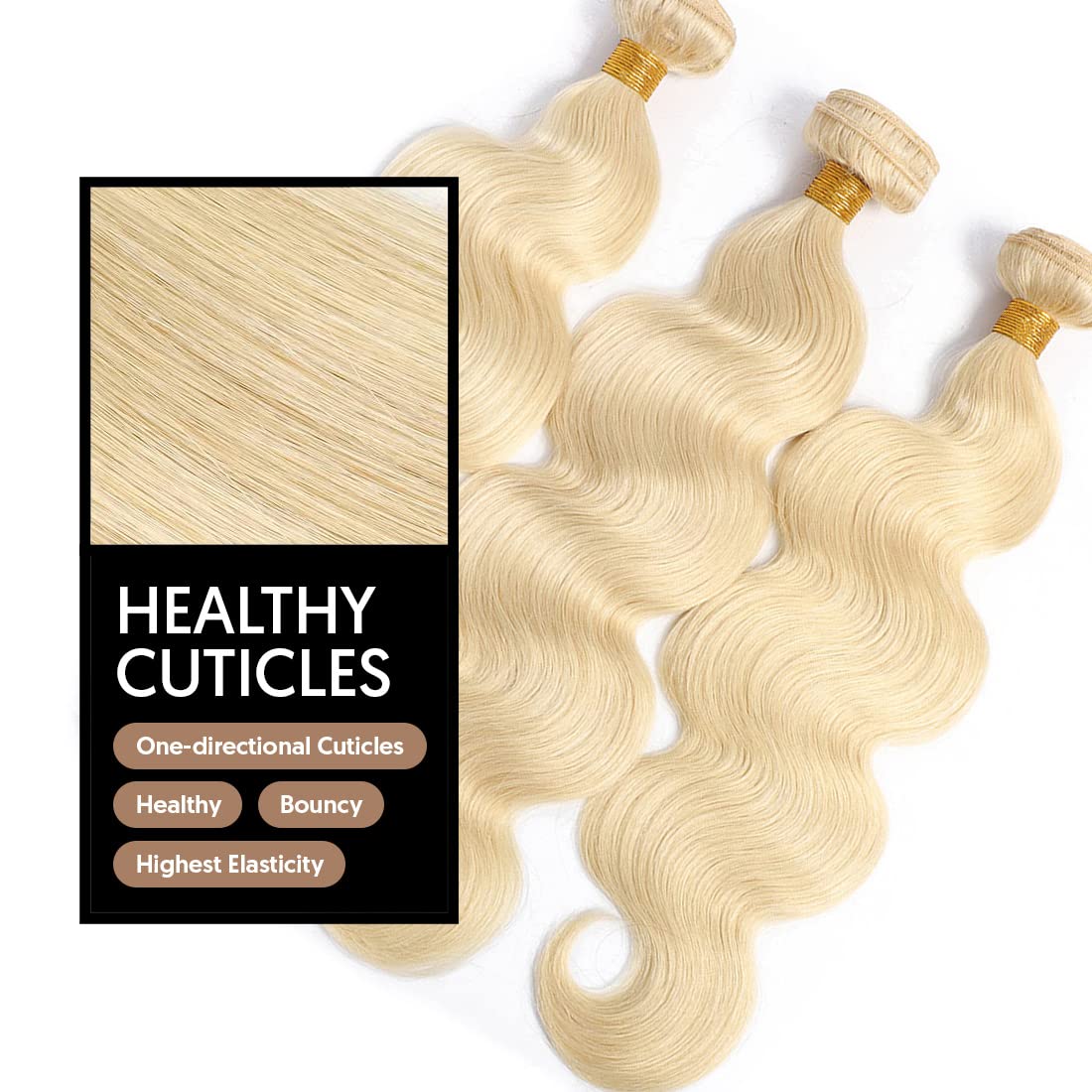 15A Brazilian Virgin Remy Human Hair Bundles - 100% Unprocessed Body Wave 3 Bundles (613, 20, 22, 24 Inches) for Natural Look & Styling - Perfect for Daily Wear, Parties & Special Occasions