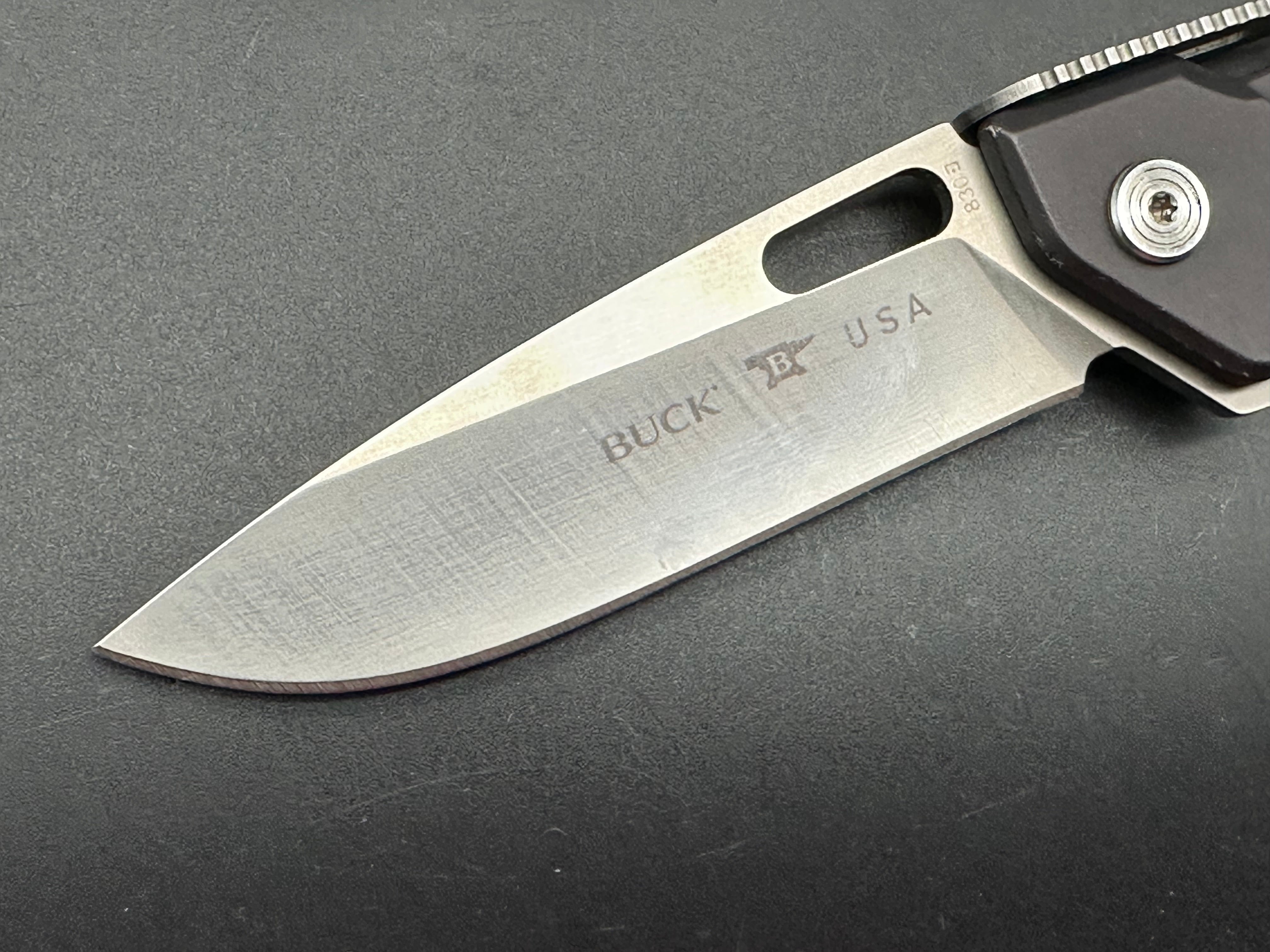 Buck 830 Marksman Folding Knife - 154CM Stainless Steel Blade with Aluminum Scales - Ideal for Hunting, Camping & Outdoor Adventures