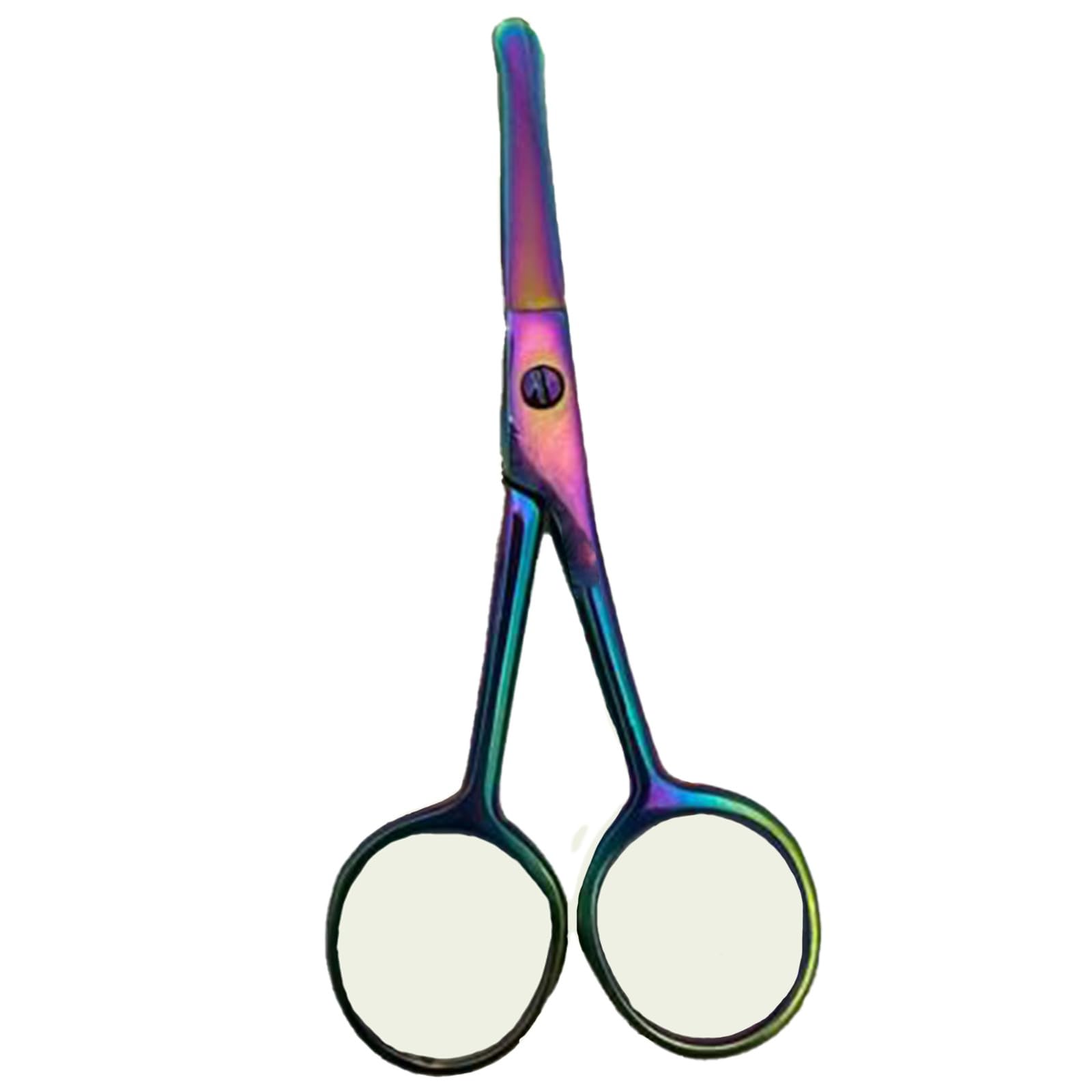 Professional Stainless Steel Facial Hair Scissors for Men & Women - Eyebrow, Nose, Mustache, Beard & Eyelash Trimming with Rounded Safety Tips | Precision Grooming Scissors for Home & Travel Use