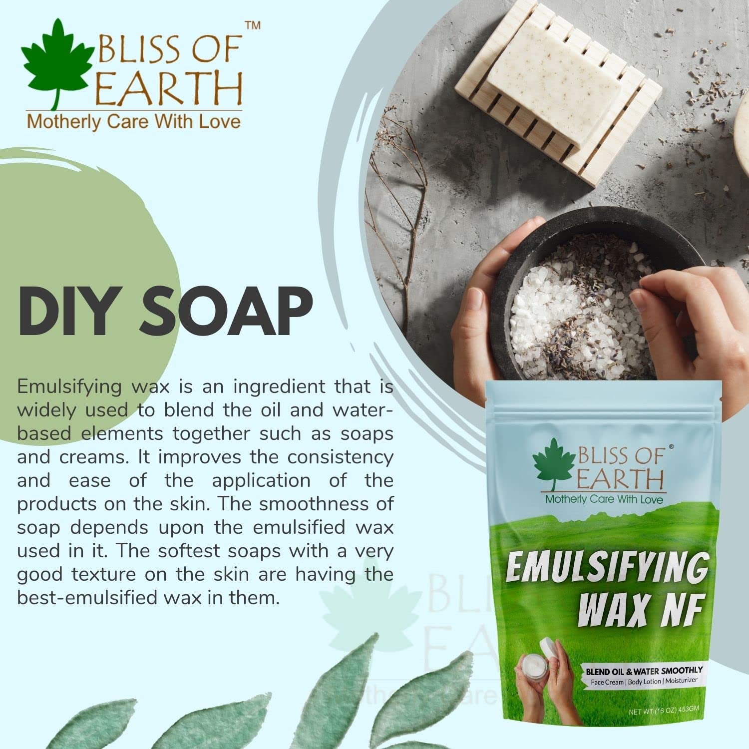 Bliss of Earth Emulsifying Wax NF - Premium Cosmetic Grade Wax for Soap Making, Lotion, Body Moisturizer & DIY Skincare (2 lbs) - Perfect for Thickening Homemade Beauty Products & Creating Luxurious Creams