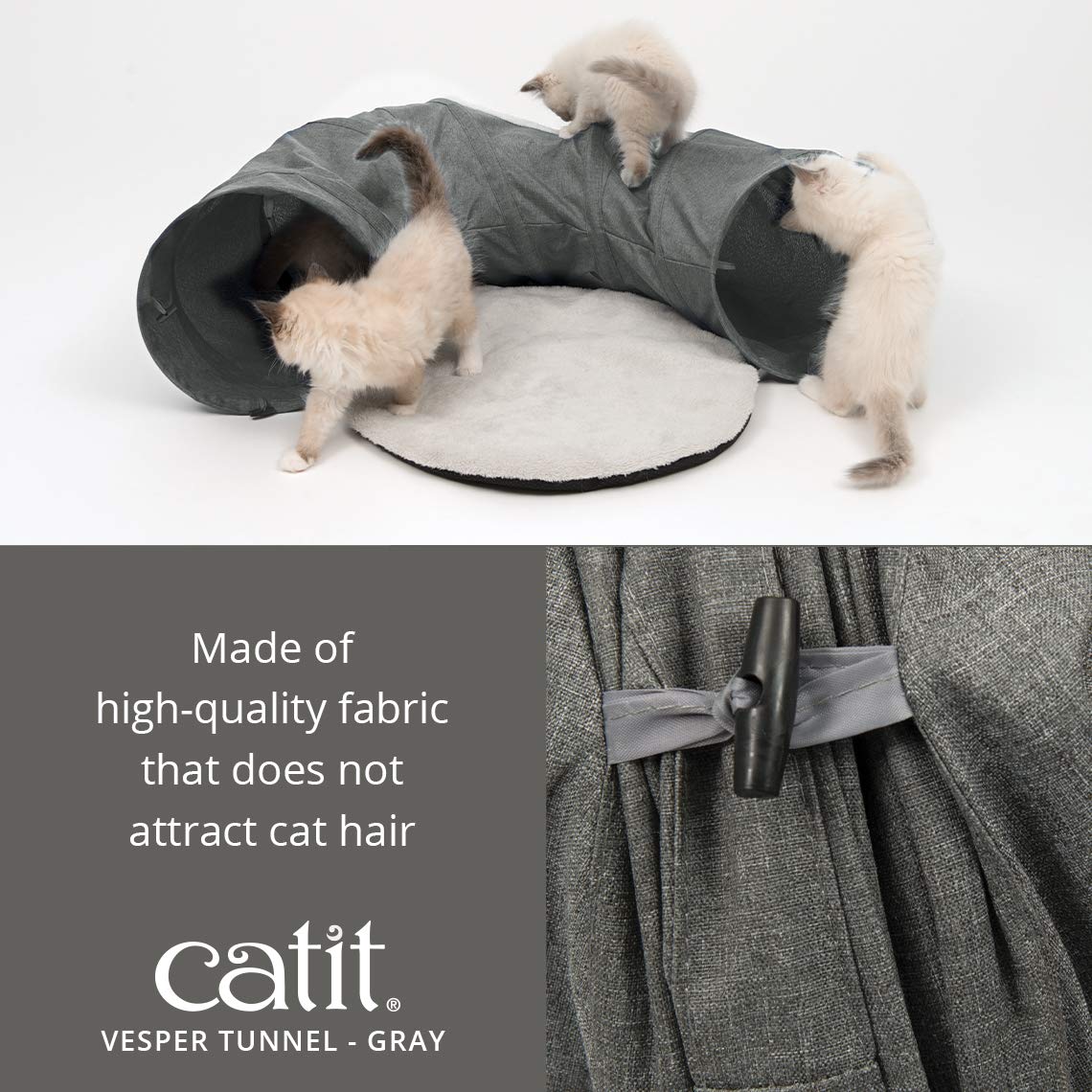 Catit Vesper Cat Tunnel - Interactive Cat Toy for Indoor Play, Grey (Model 41996) | Fun Hideaway & Exercise for Kittens & Adult Cats