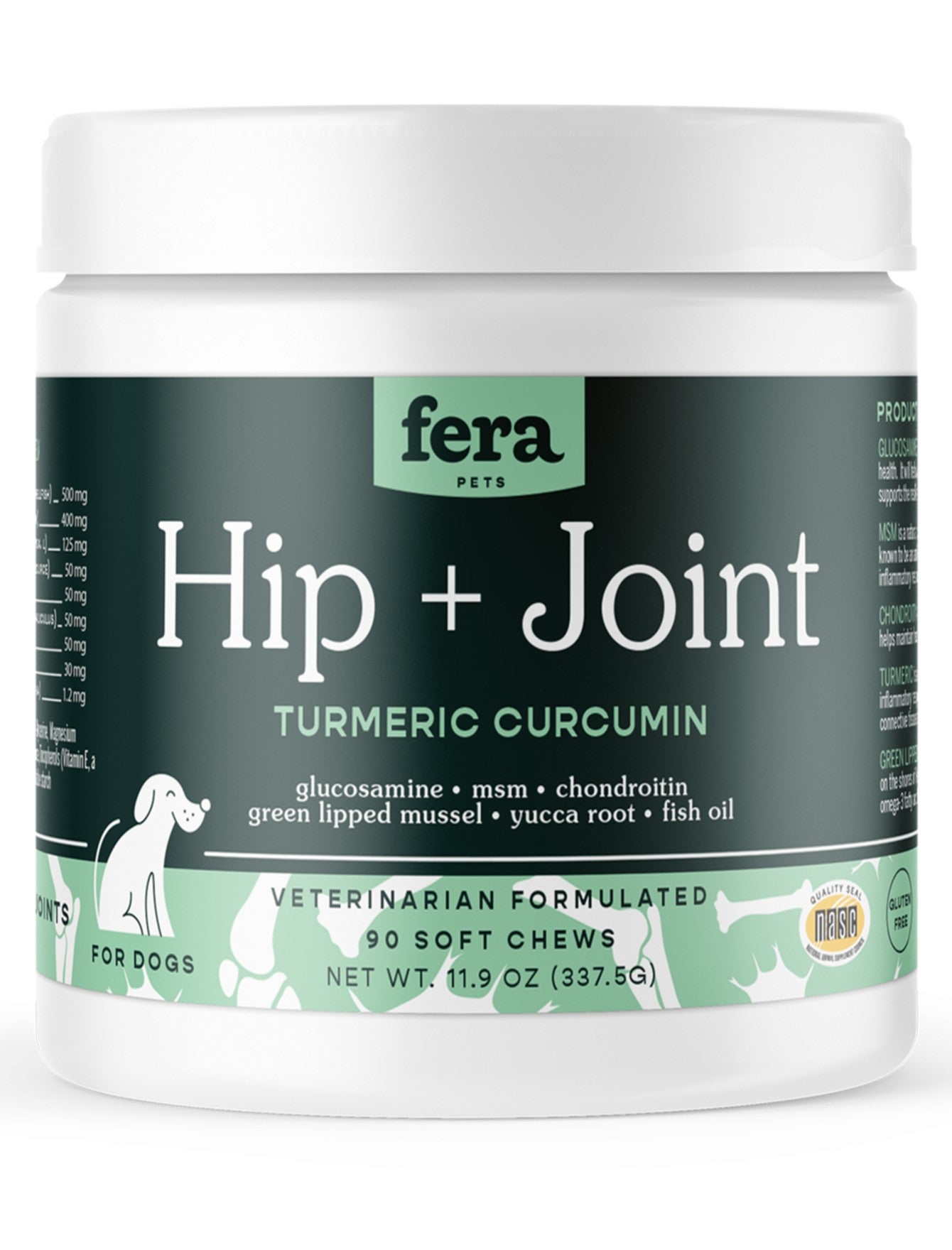 Fera Pet Organics Hips & Joints Supplement for Dogs - 90 Count Soft Chews | Supports Mobility & Joint Health | Great for Senior Dogs & Active Breeds