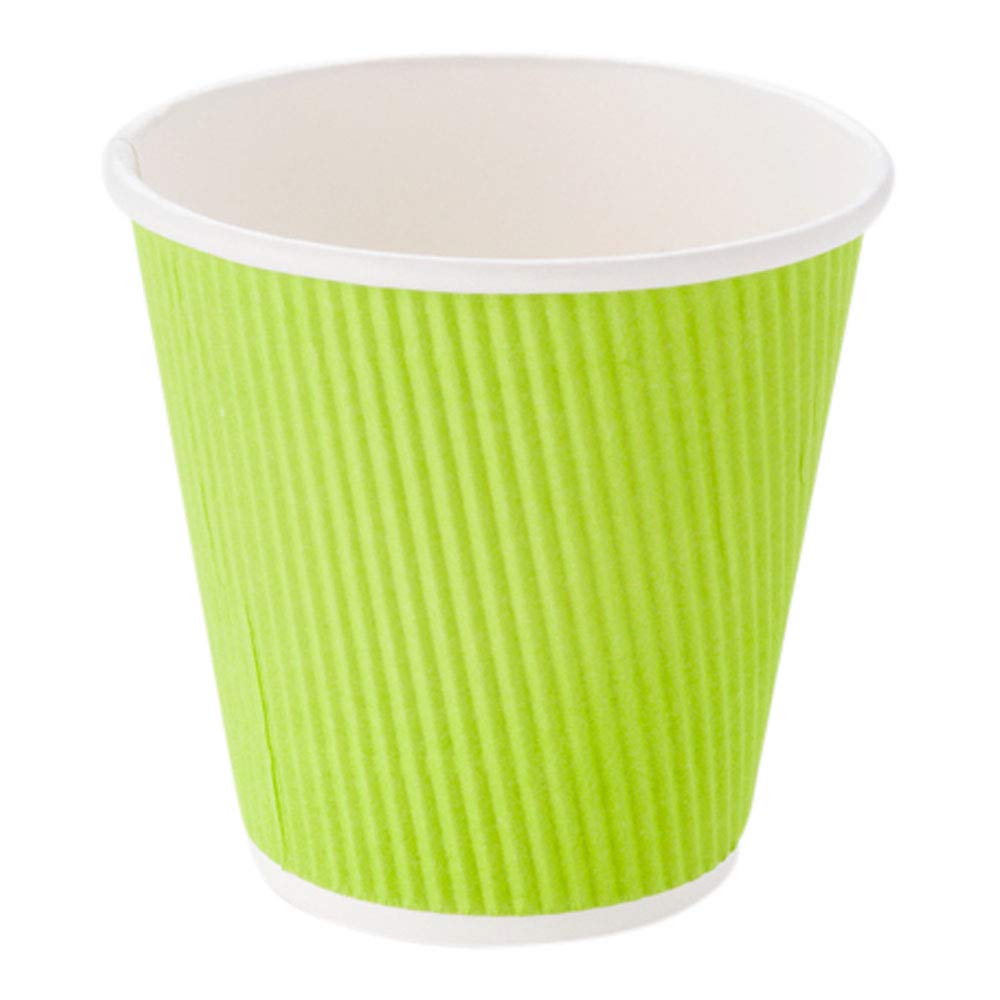 8 oz Disposable Coffee Cups - 25 Pack Double Wall Hot Paper Cups with Rippled Design, Light Green | Eco-Friendly & Leak-Resistant for Coffee, Tea, Hot Chocolate | Perfect for Cafes, Offices & Home Use