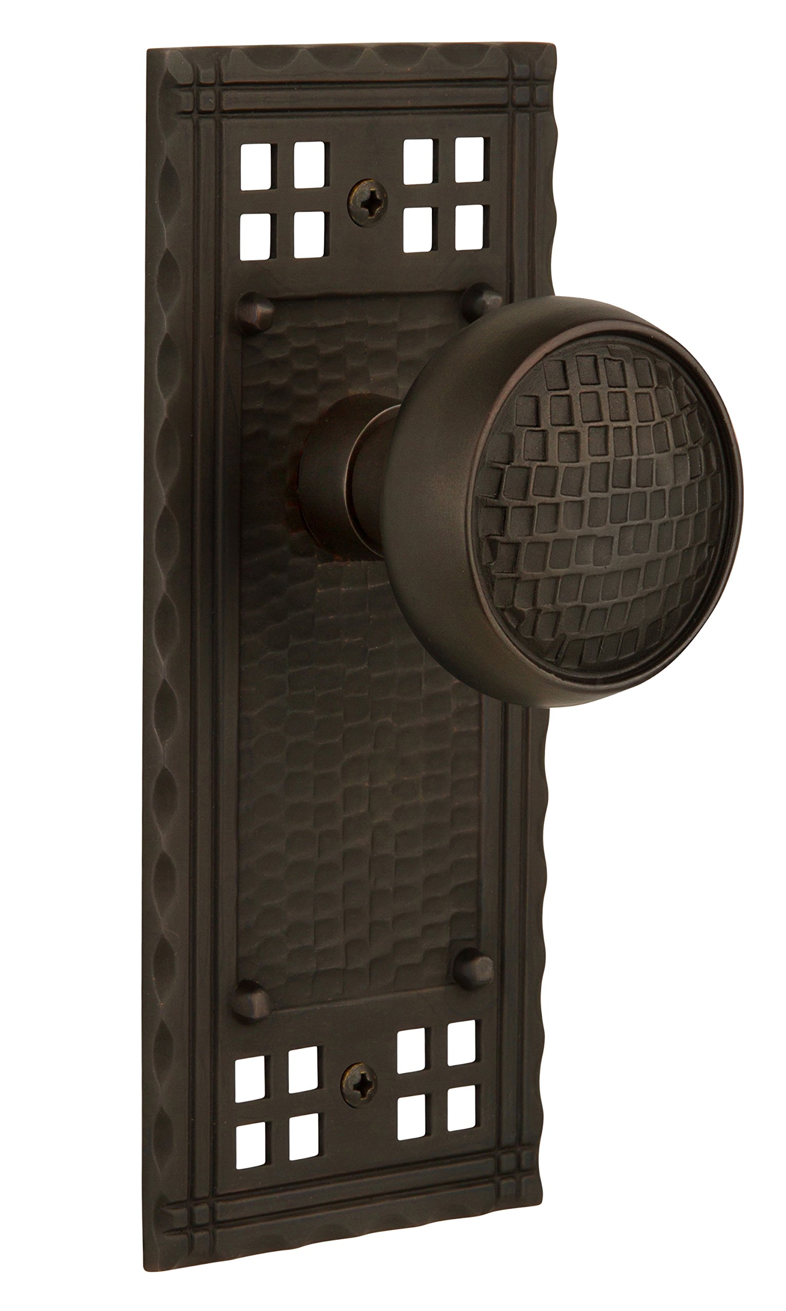 Nostalgic Warehouse Craftsman Plate & Knob Set - Single Dummy Door Handle in Oil-Rubbed Bronze Finish | Perfect for Vintage Home Decor & Interior Doors