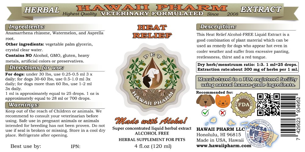 Veterinary-Approved Natural Alcohol-Free Heat Relief Liquid Extract for Dogs - Herbal Pet Supplement (15x4 oz) | Soothes Overheating & Supports Comfort in Hot Weather