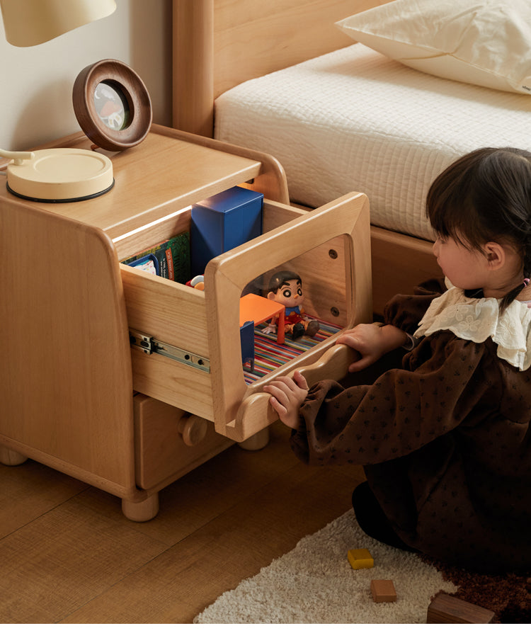 Solid Wood Kids Nightstand - Beech & Poplar - Perfect for Bedroom, Nursery, and Playroom Organization