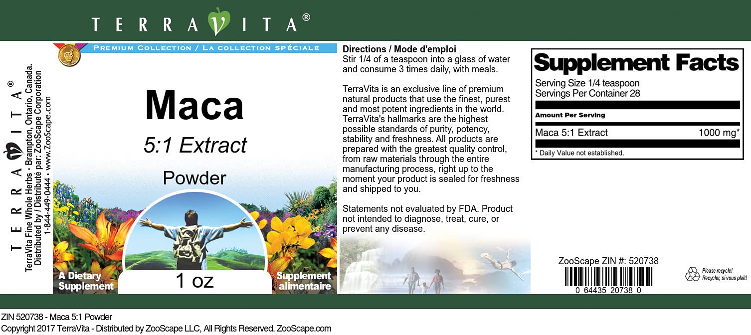 Organic Maca Root Powder 5:1 Extract (1 oz) - Premium Peruvian Superfood for Energy, Stamina & Hormone Balance - Perfect for Smoothies, Coffee & Baking