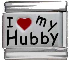 I Heart My Hubby Red Heart Laser Italian Charm Bracelet Link - Romantic Gift for Wife, Anniversary, Valentine's Day - Perfect for Couples Jewelry & Personalized Gifts