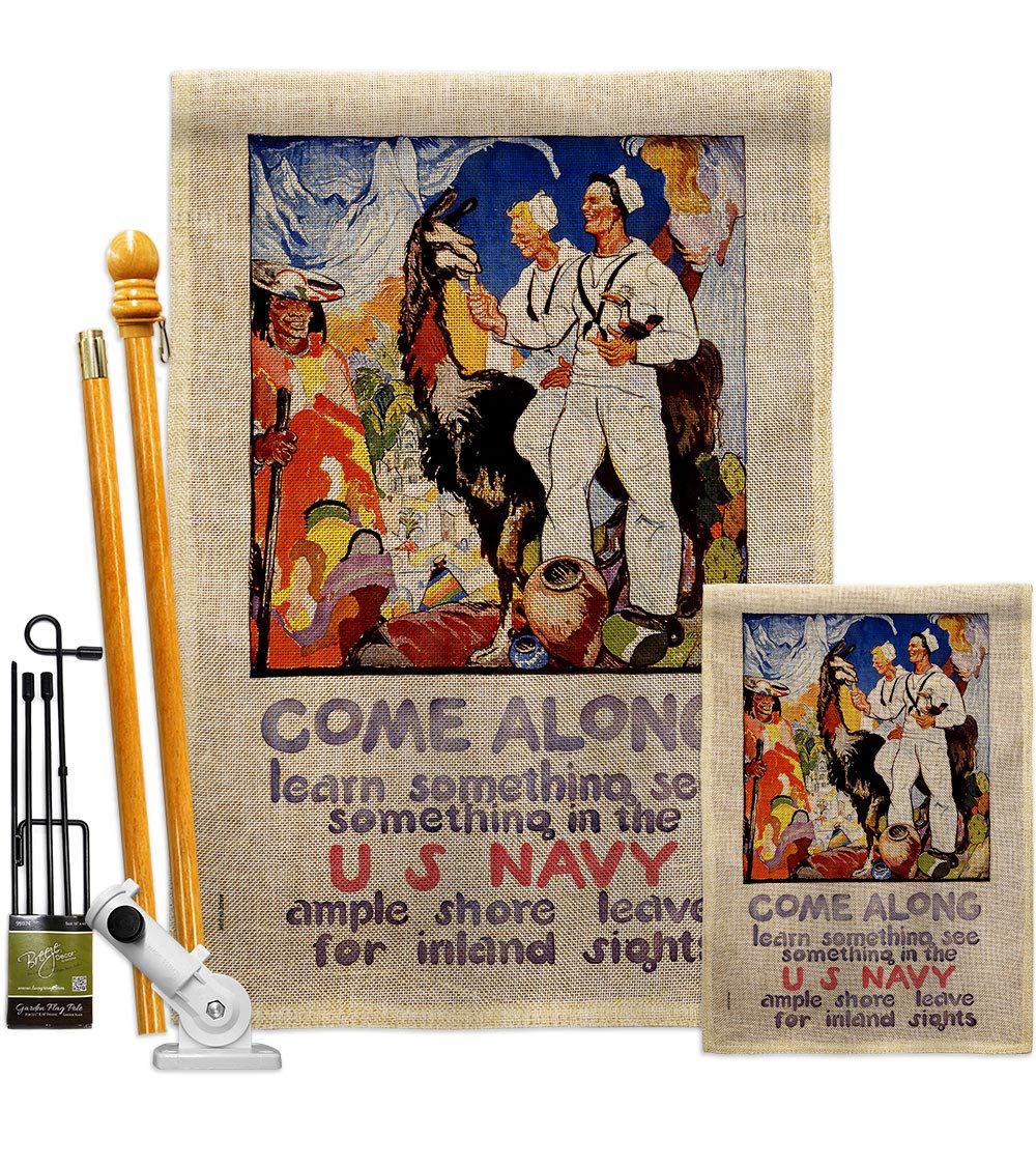 US Navy Seabee Garden Flag Kit - Double-Sided 28x40 Inch Burlap House Banner for Military Veterans & Armed Forces - Patriotic Yard Decoration Made in USA | Perfect for Memorial Day, Veterans Day & Front Porch Displays