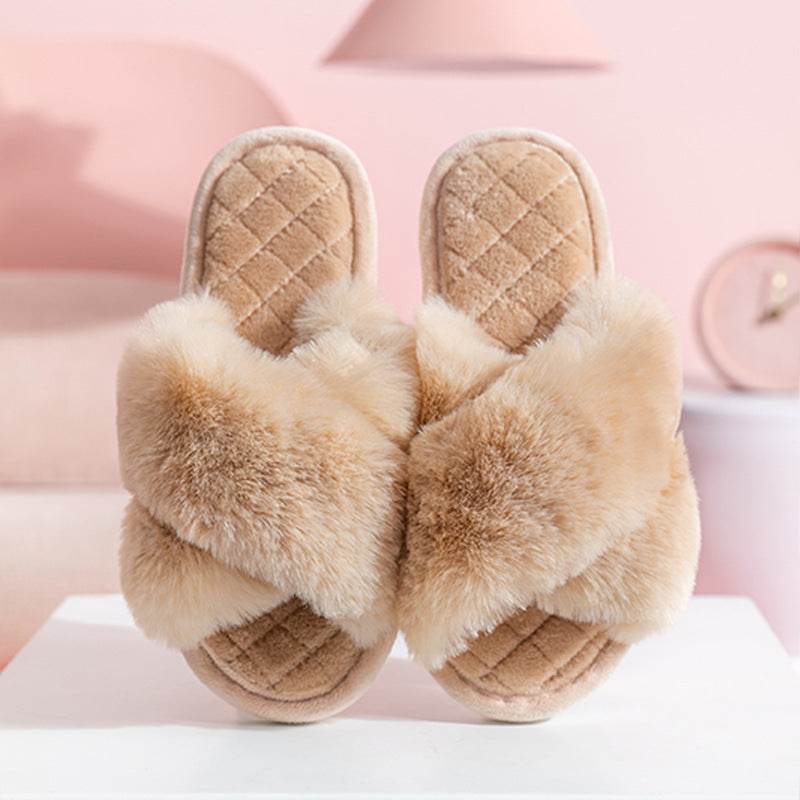 Cozy Cross Strap Plush House Slippers for Women & Men - Soft Indoor Slides for Home, Spa, Dorm & Relaxation