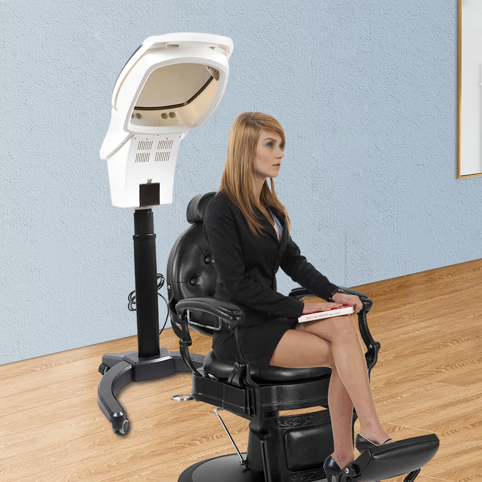 700W Professional Salon Hair Steamer with LCD Panel, Rolling Stand & Wheels - Ozone Hair Care Spa Steamer for Deep Conditioning, Oil Treatment & Hair Dyeing | Perfect for Home & Salon Use (White)