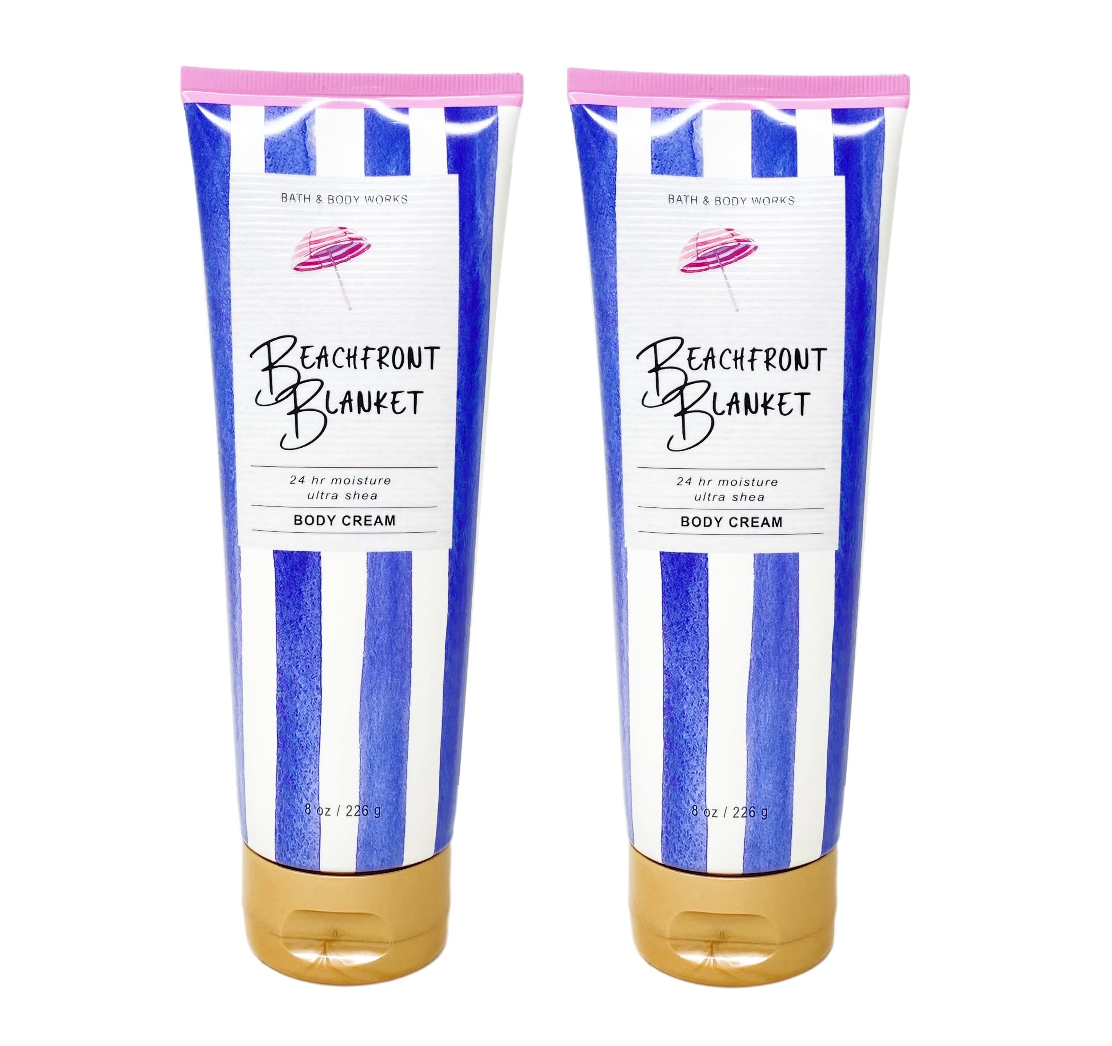 Bath & Body Works Ultra Shea Body Cream Set - 2 Pack Full Size Beachfront Blanket Scented Lotion for Dry Skin | Moisturizing & Nourishing for Hands, Body & Feet | Perfect for Travel, Gym & Daily Use