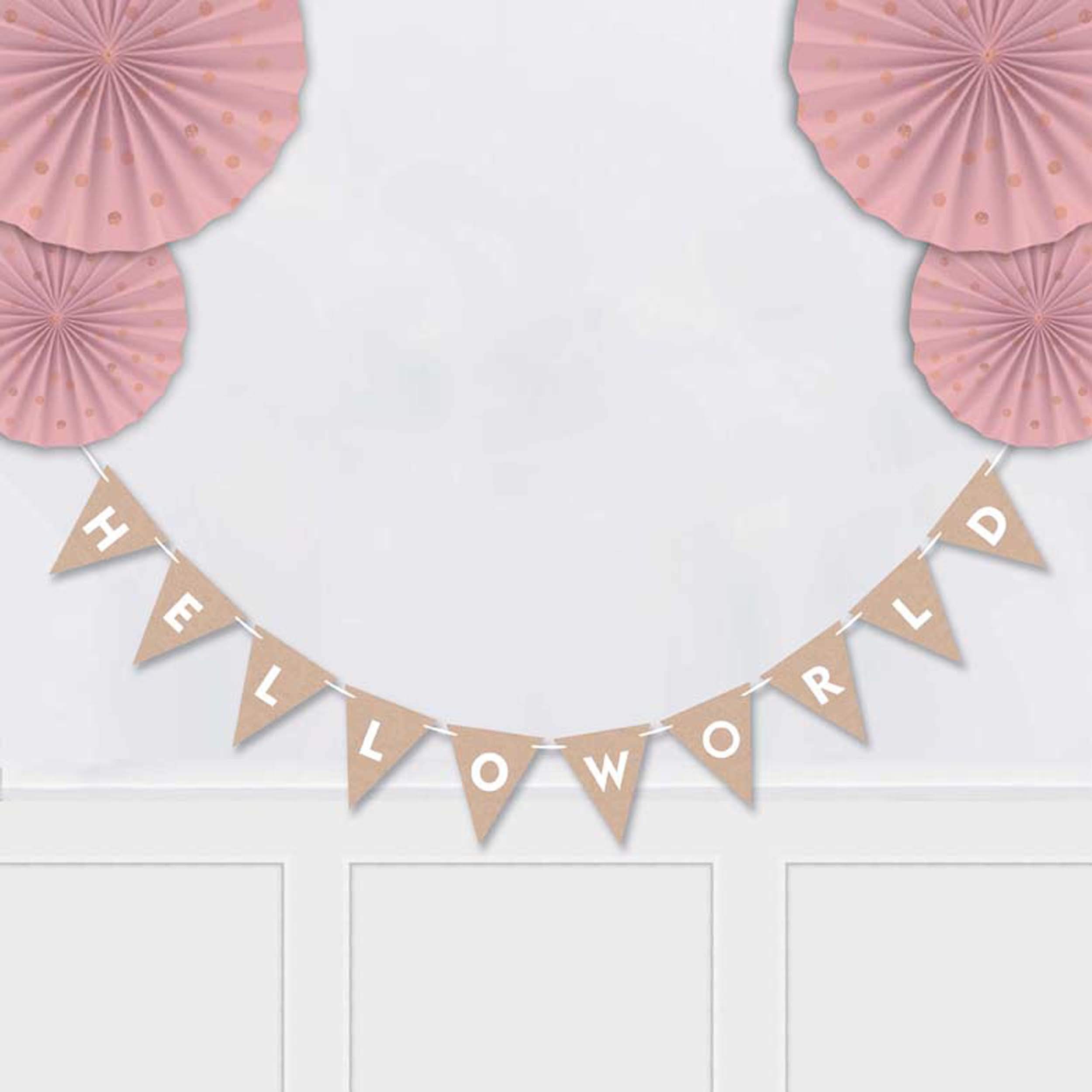 Pre-Assembled Rustic Kraft Bunting Flags - Baby Shower Decorations, Gender Reveal Party Pennant Banner - Perfect for Nursery Decor, Birthday Parties & Wedding Celebrations
