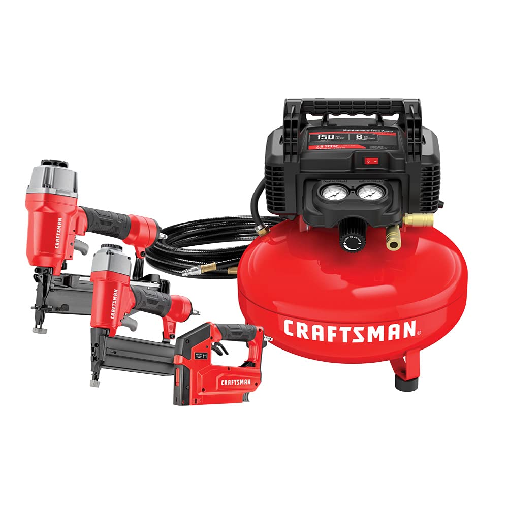 CRAFTSMAN 6 Gallon Pancake Air Compressor Combo Kit with 3 Tools (CMEC3KIT) - Perfect for DIY Projects, Home Repairs, and Professional Construction Work
