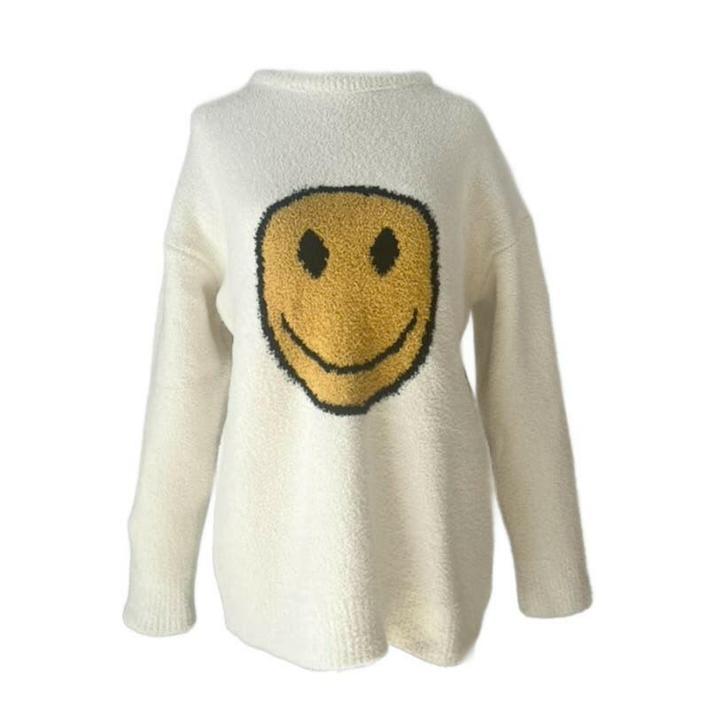 Smiley Face Microfiber Sweater - Soft & Comfortable Pullover for Women & Men | Perfect for Casual Wear, Lounge & Street Style Fashion