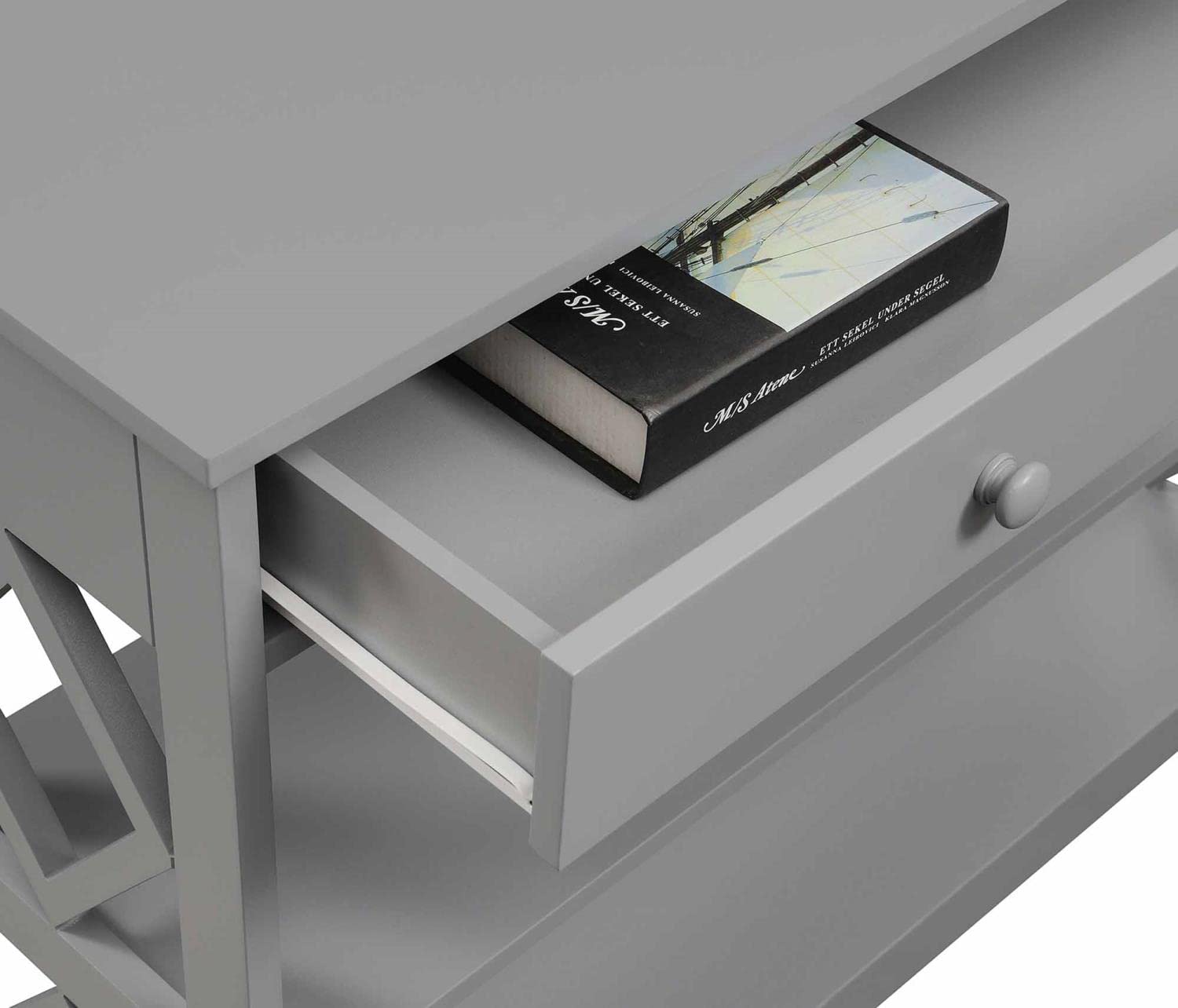 Diamond 1-Drawer Console Table in Gray by Convenience Concepts - Perfect for Entryway, Living Room & Hallway Decor