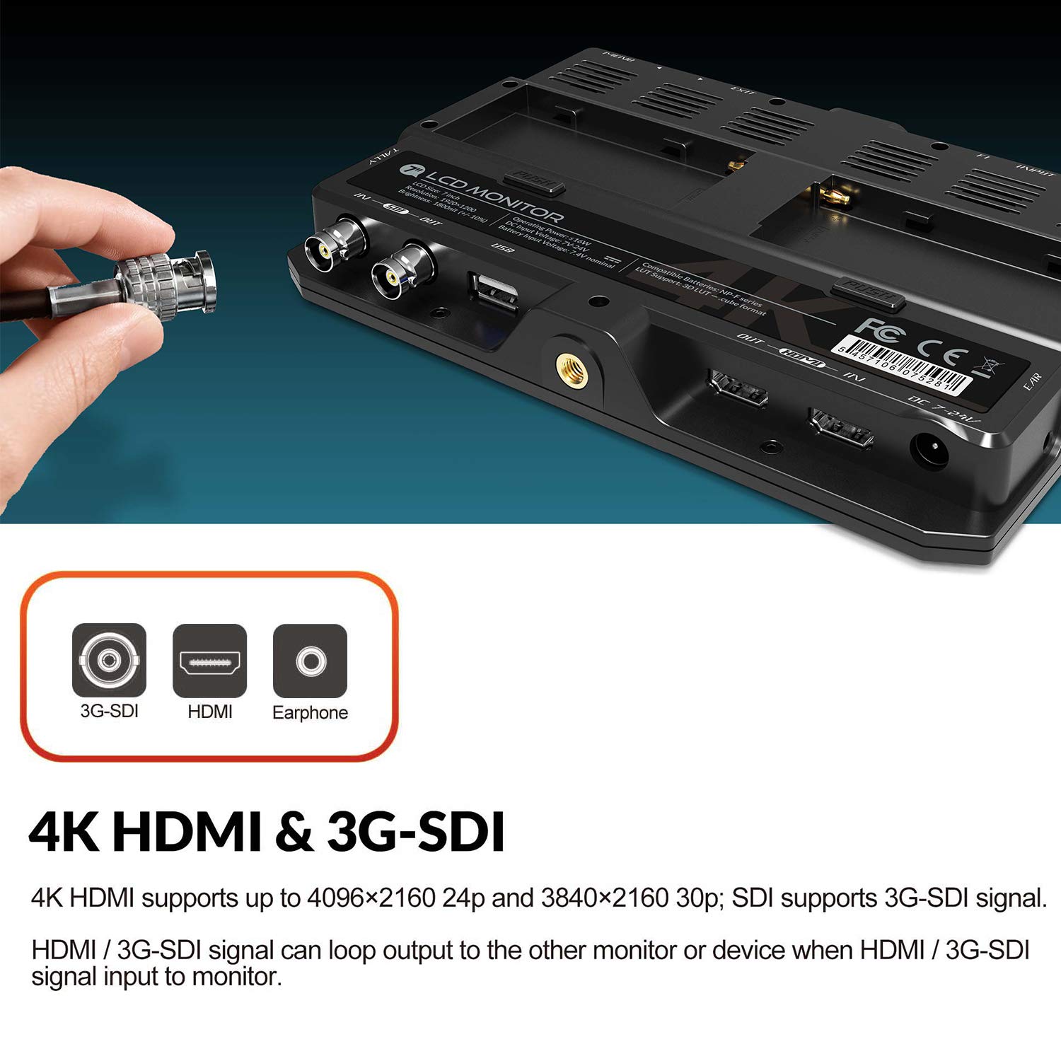 LILLIPUT H7S 7 Inch 4K On-Camera Monitor - Full HD 1800nit Sunlight Viewable with 4K HDMI & 3G-SDI Input/Output, HDR & 3D-LUT Support - Perfect for DSLR Photography, Videography, and Film Production on Location