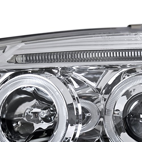 Spec-D Tuning LHP-GLF05-TM Clear Chrome Halo LED Projector Headlights for Volkswagen Golf Rabbit & Jetta - Upgrade Your Night Driving with Stylish Lighting