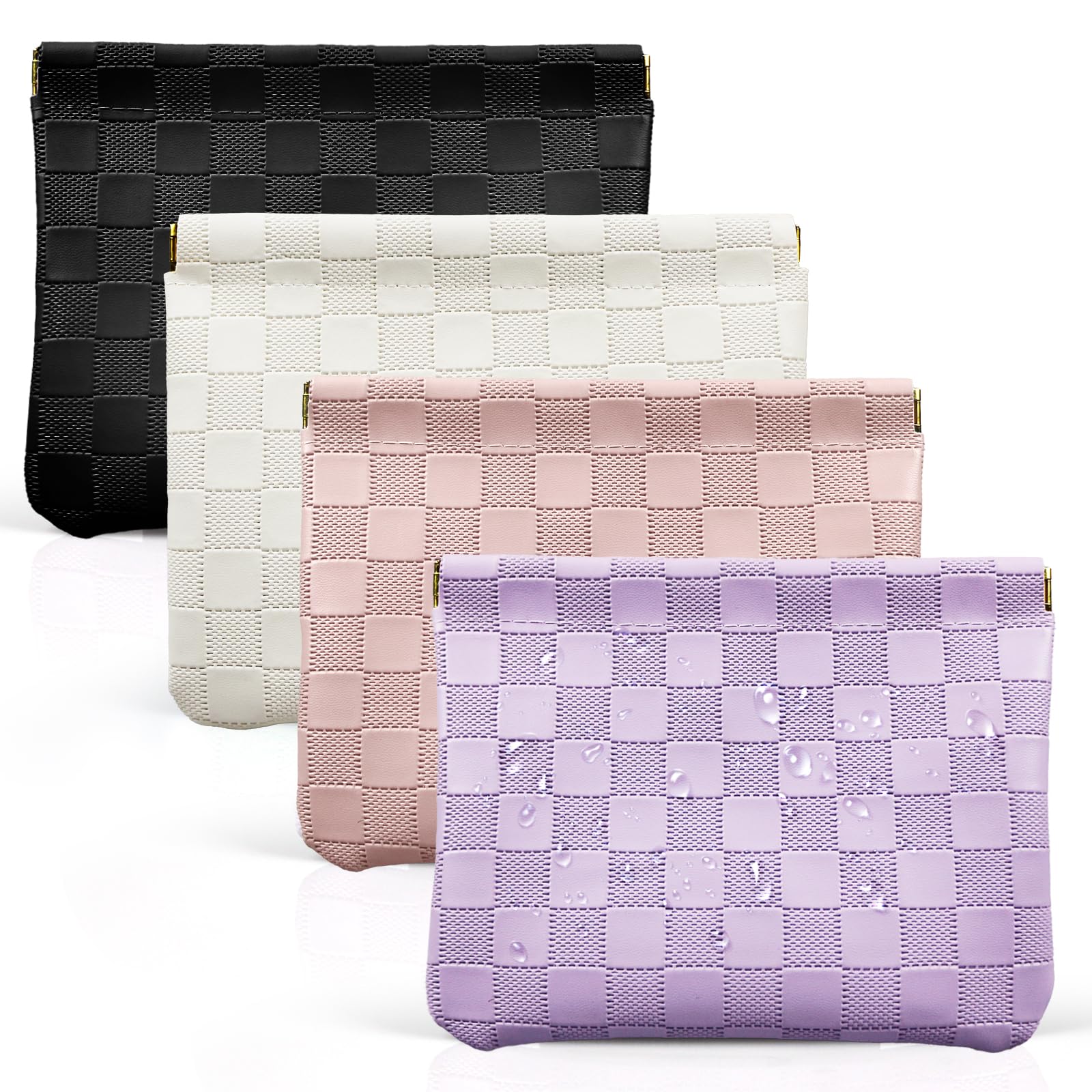 4PCS Cute Checkered Mini Makeup Bags 7.09
