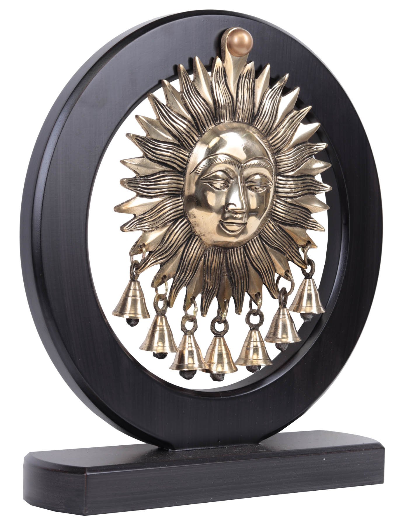 Vastu Surya with Bells - Handmade Hindu God Statue for Home Decor, Spiritual Altar & Office Feng Shui - Brass Sun God Idol for Positive Energy & Good Luck