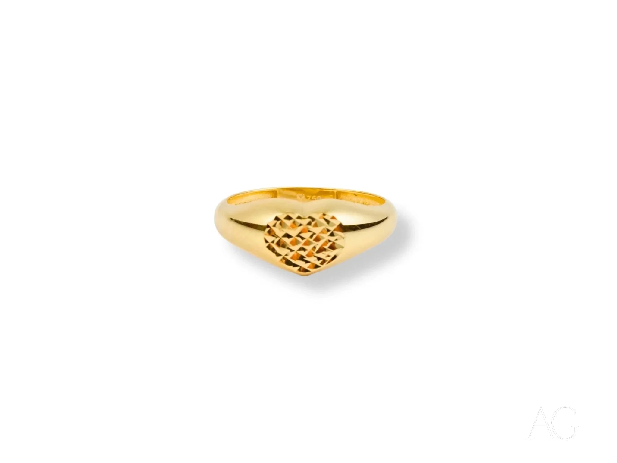 18K Yellow Gold Heart Ring for Women - Elegant Love Symbol Jewelry Gift for Valentine's Day, Anniversary & Romantic Occasions