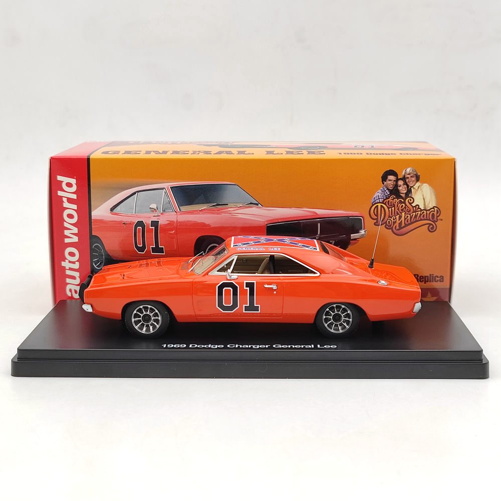 1:43 Scale Dodge Charger General Lee 1969 Red Diecast Model Car - AWRSS1151 Resin Collectible Toy for Adults & Kids | Classic Muscle Car Replica for Display, Gifts & Racing Enthusiasts (Ships from USA)