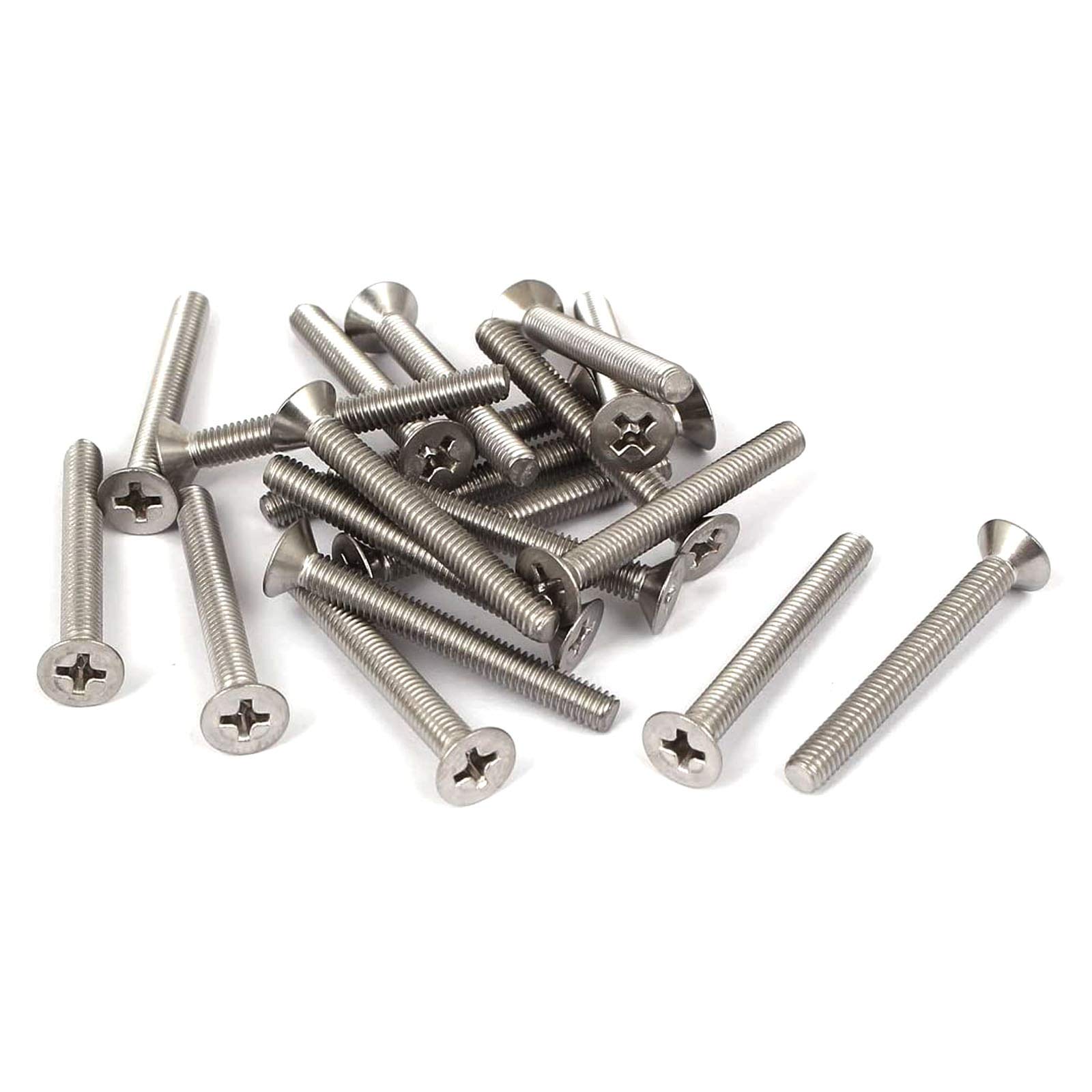 30 Pcs M4-0.7x35mm 304 Stainless Steel Flat Head Phillips Machine Screws for DIY & Furniture Assembly