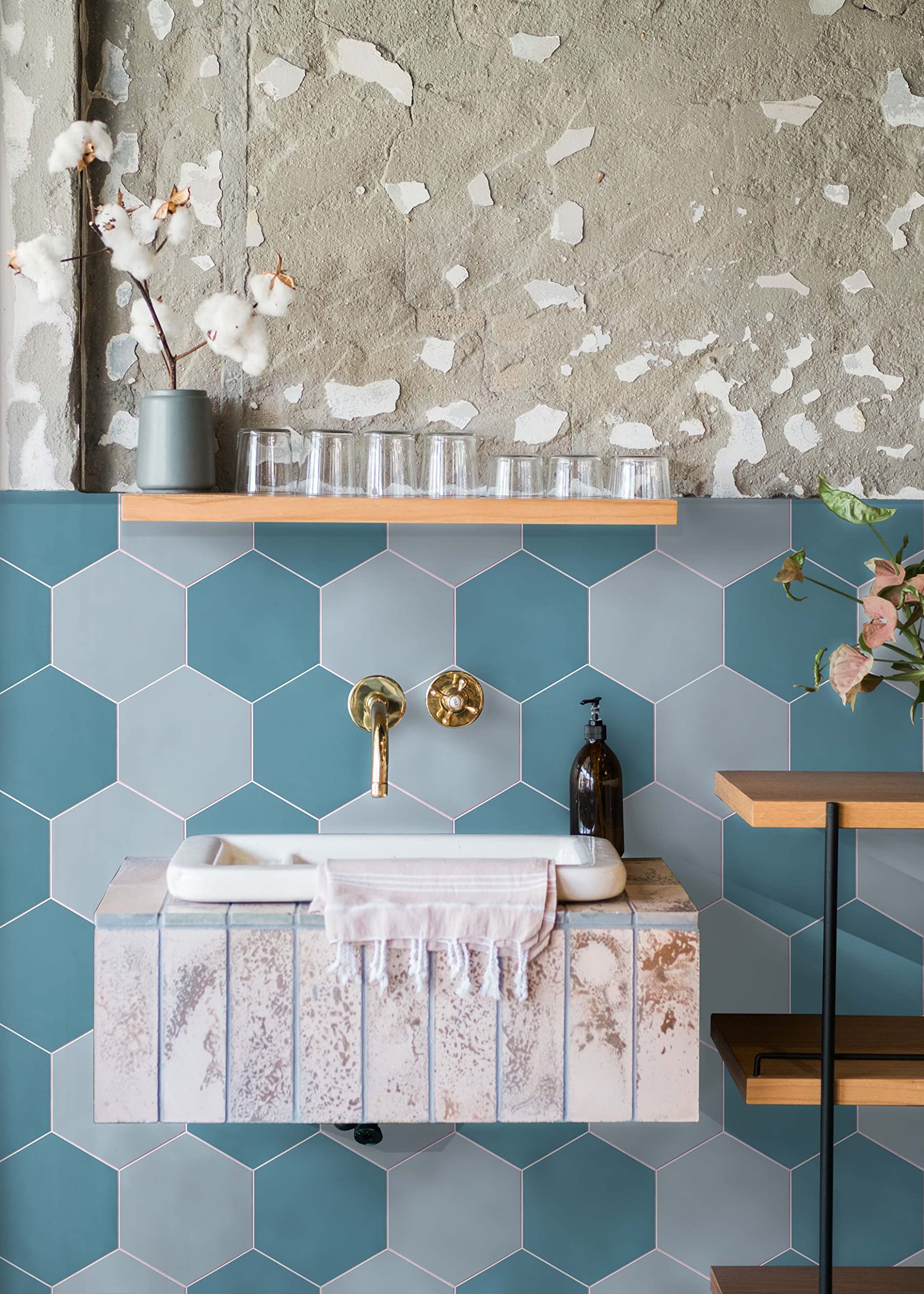 Hexagon Peel & Stick Backsplash Tiles - Easy DIY for Kitchen & Bathroom