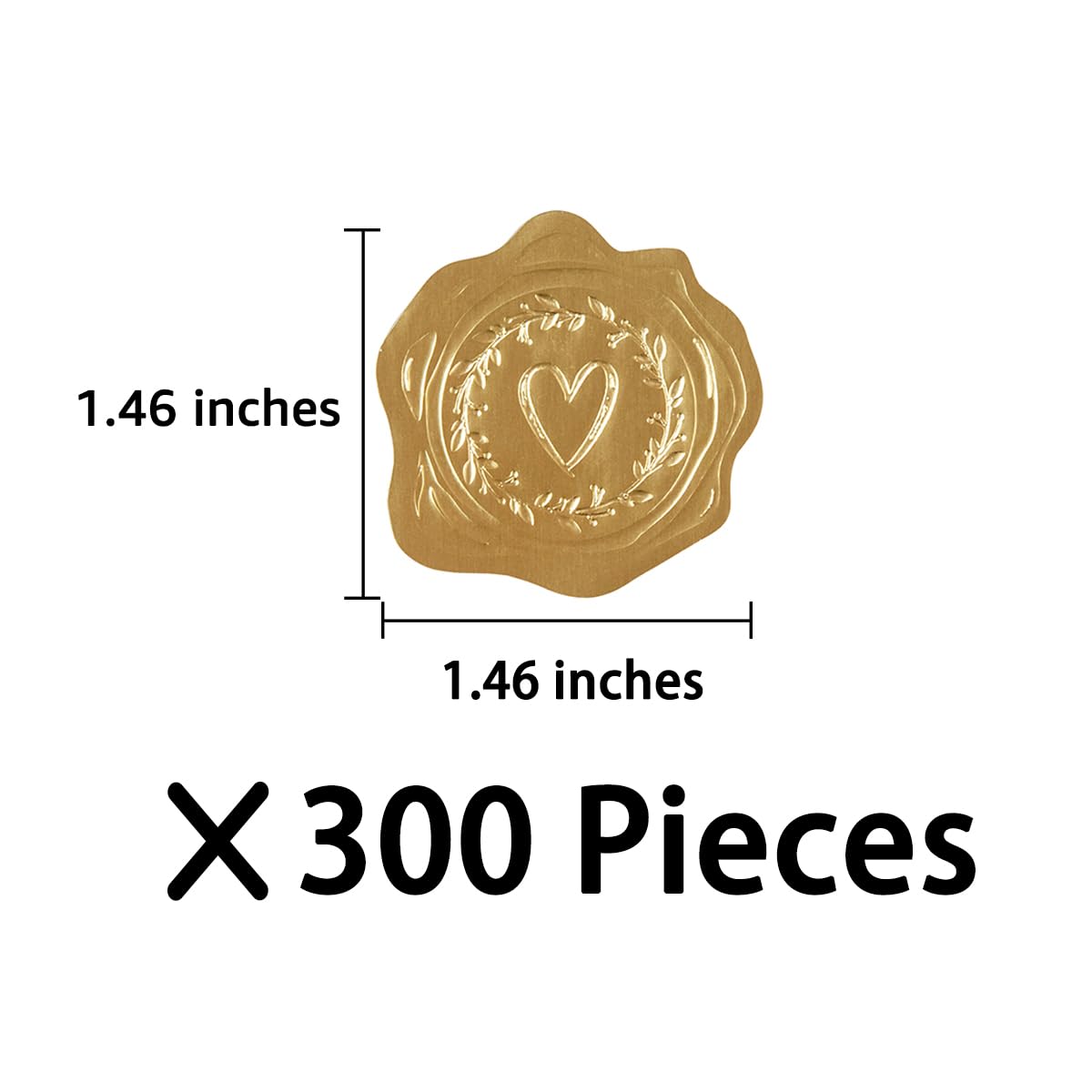 300 Pieces Gold Foil Stickers - Embossed Heart & Garland Design for Wedding Invitations, Christmas Cards, Envelopes - Perfect for DIY Scrapbooking, Gift Wrapping & Party Decorations (Love Theme)