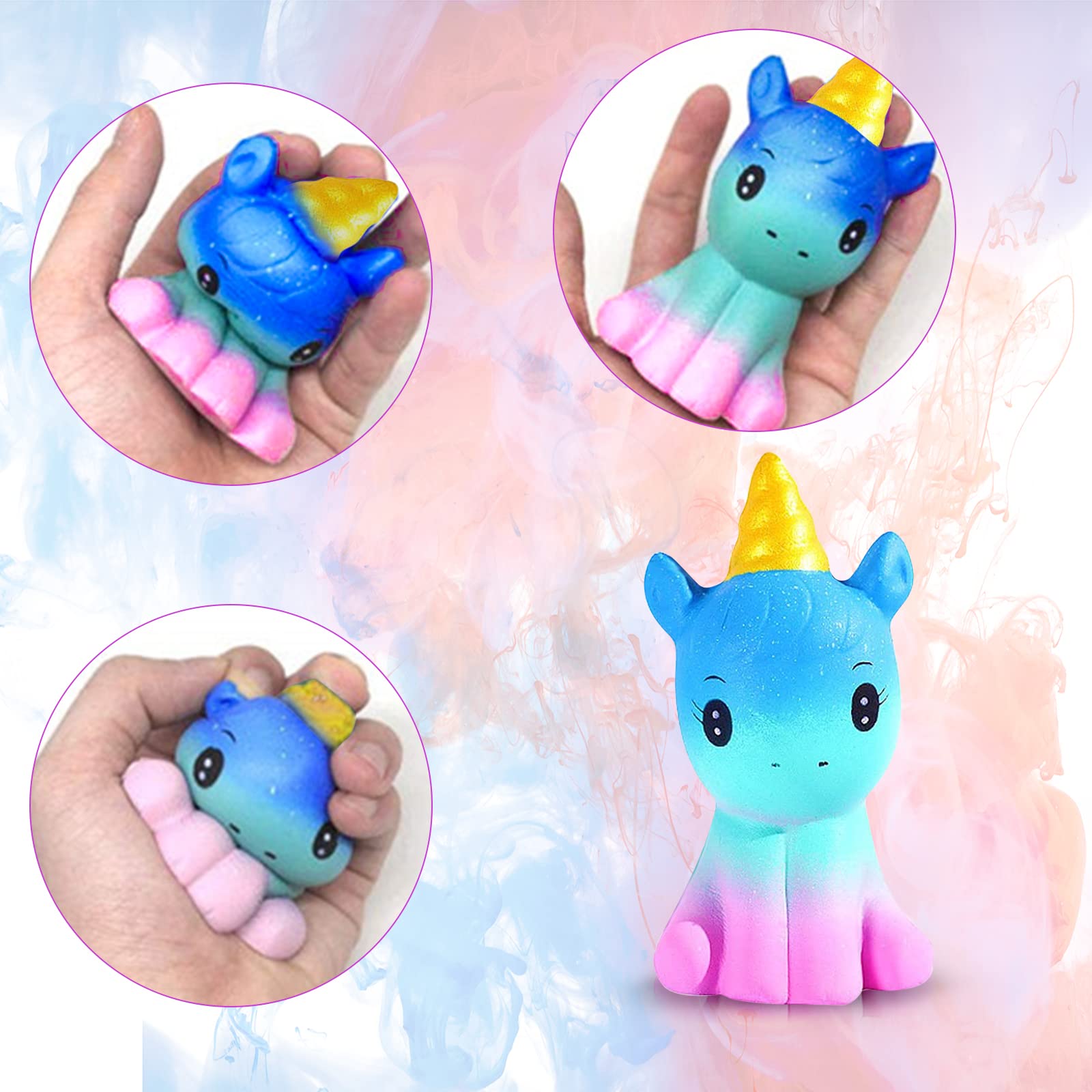 Squishy Stress Relief Toys for Kids & Adults - Galaxy Jumbo Perfumed Squishies Pack with Deer Panda Unicorn - Perfect for Relaxation & Play