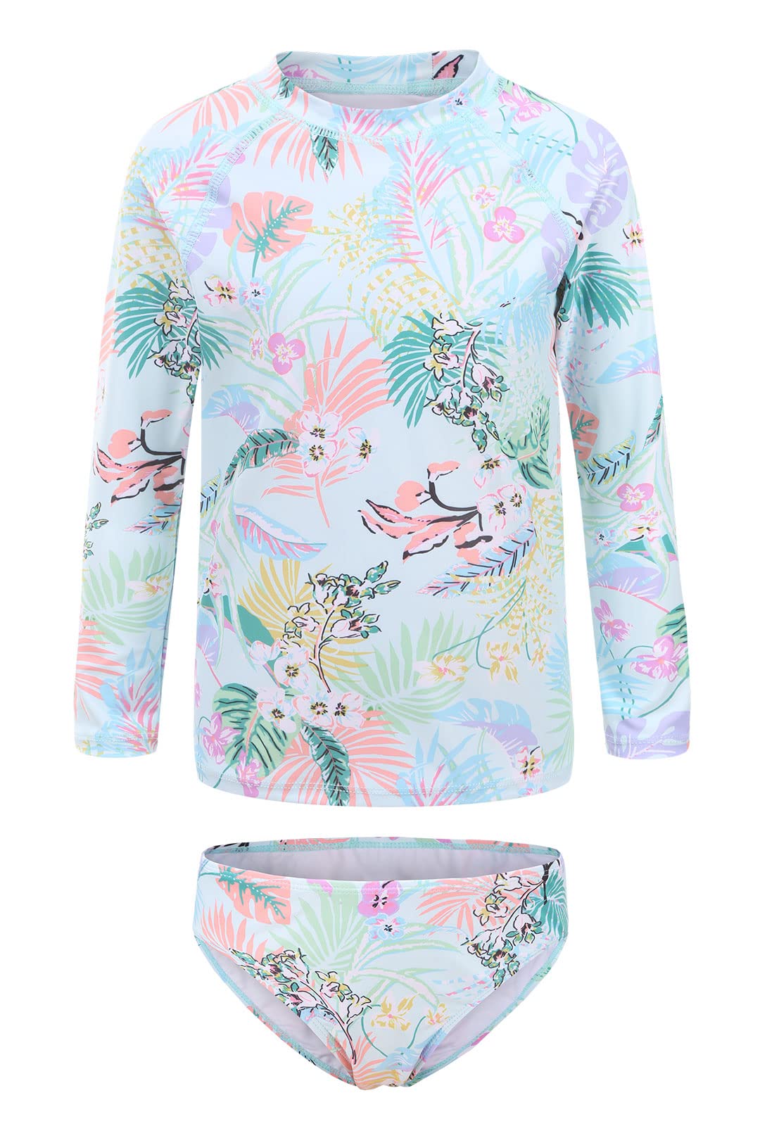 Girls' Long Sleeve Rash Guard Swim Set - Tie Dye Two Piece Bathing Suit UPF 50+ Sun Protection for Kids | Beach, Pool & Water Sports Outfit