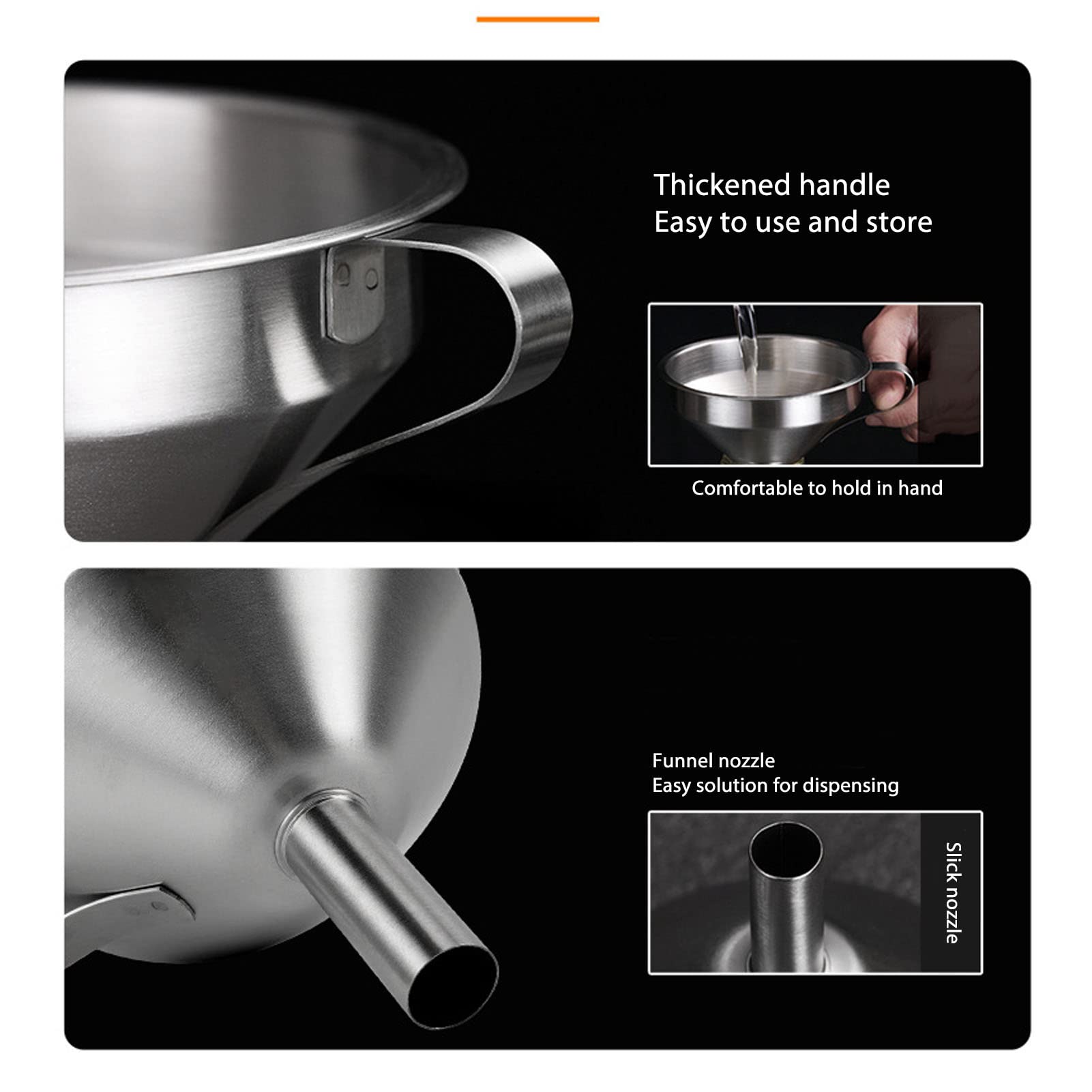 Fafeicy Large Stainless Steel Industrial Funnel with Strainer & Brush - Heavy Duty Kitchen, Lab & 3D Printing Funnel for Cooking, Chemistry Experiments & Resin Pouring