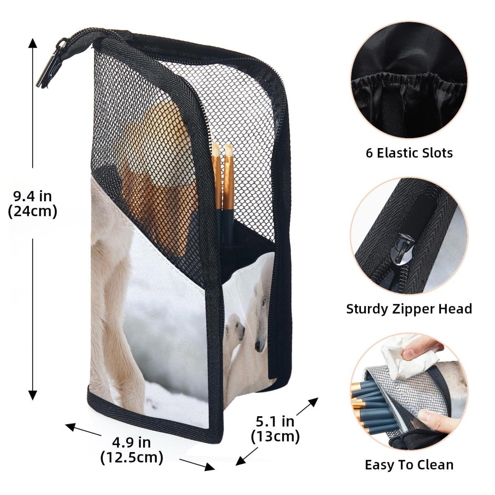 12-Piece Makeup Brush Organizer Bag with Winter Snow Polar Bear Design - Portable Travel Cosmetic Brush Holder Case for Professional Artists & Beginners - Perfect for Home, Travel, and Makeup Studio Use