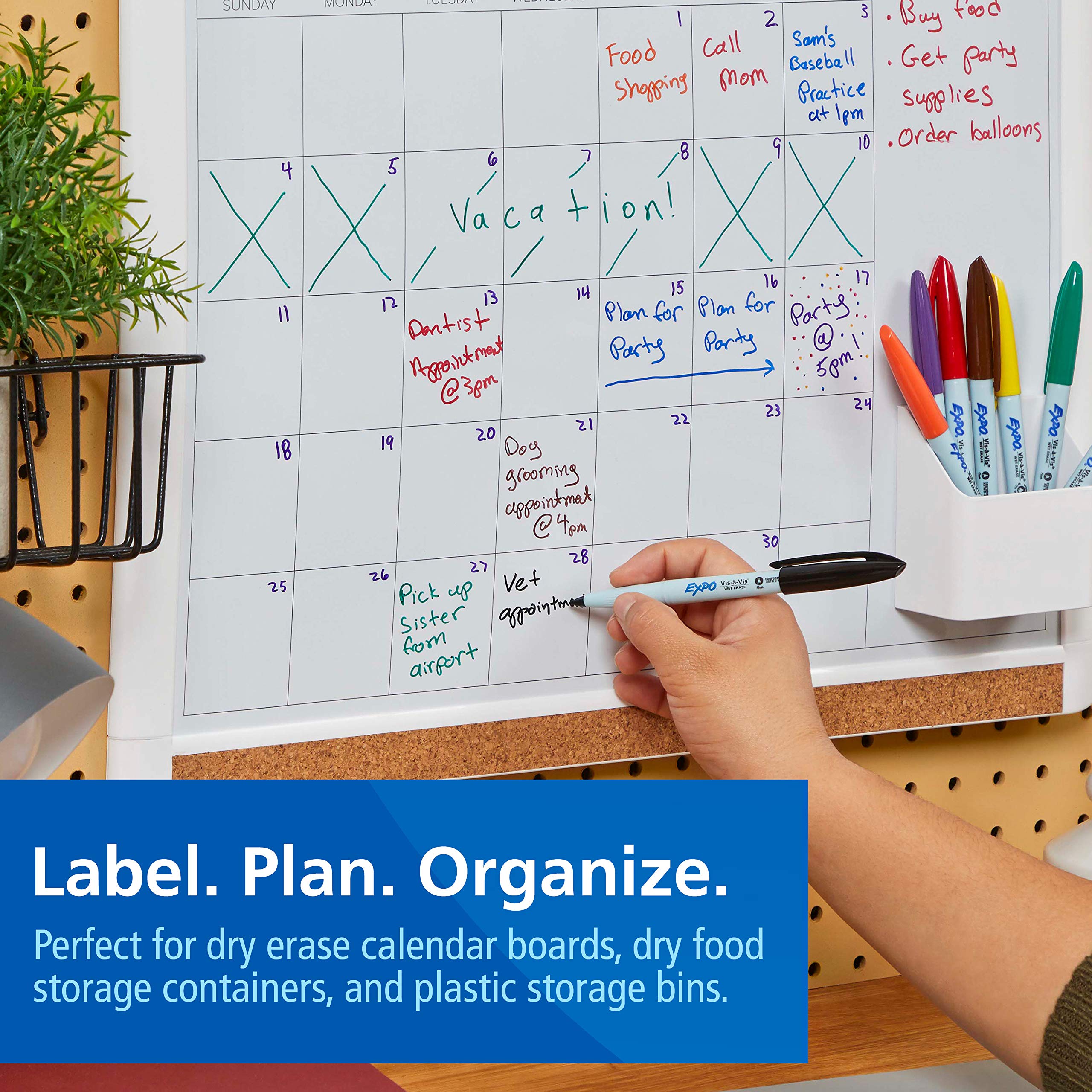 EXPO Vis-a-Vis Fine Point Wet Erase Markers - 36 Pack with Vibrant Black Ink for Whiteboards, Glass & Laminated Surfaces - Ideal for Teachers, Students, Office Meetings & Home Organization
