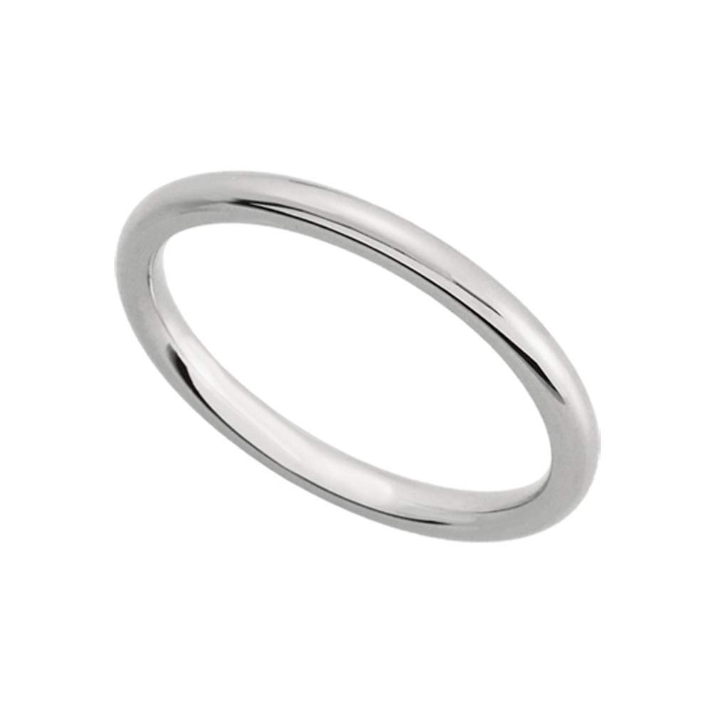 Platinum 2mm Black Domed Wedding Band - Comfort Fit for Men & Women