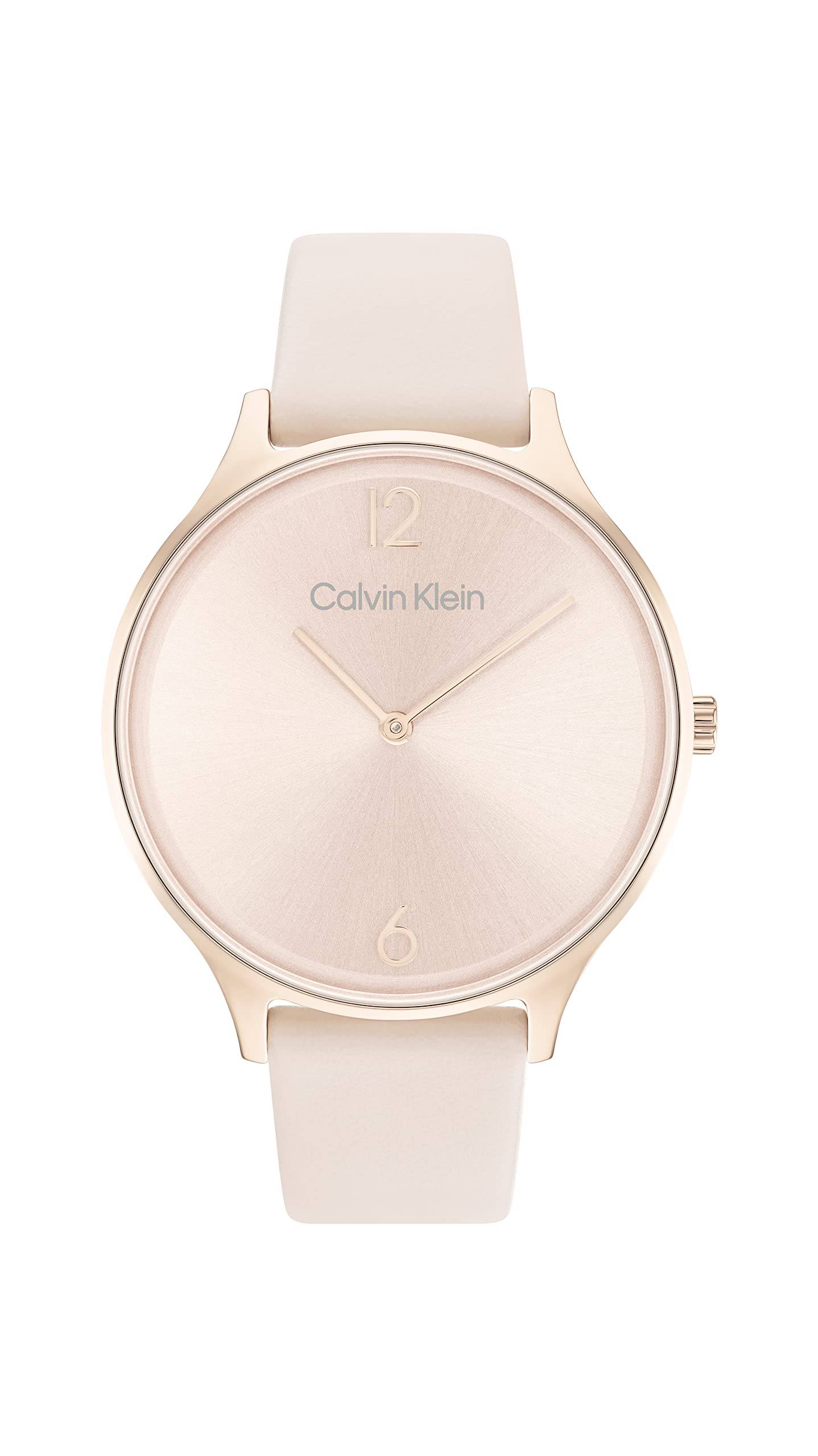 Calvin Klein Women's Blush Gold-Tone Quartz Watch with Leather Strap - Water Resistant Dress Watch for Work, Party & Everyday Wear (Model: 25200009)