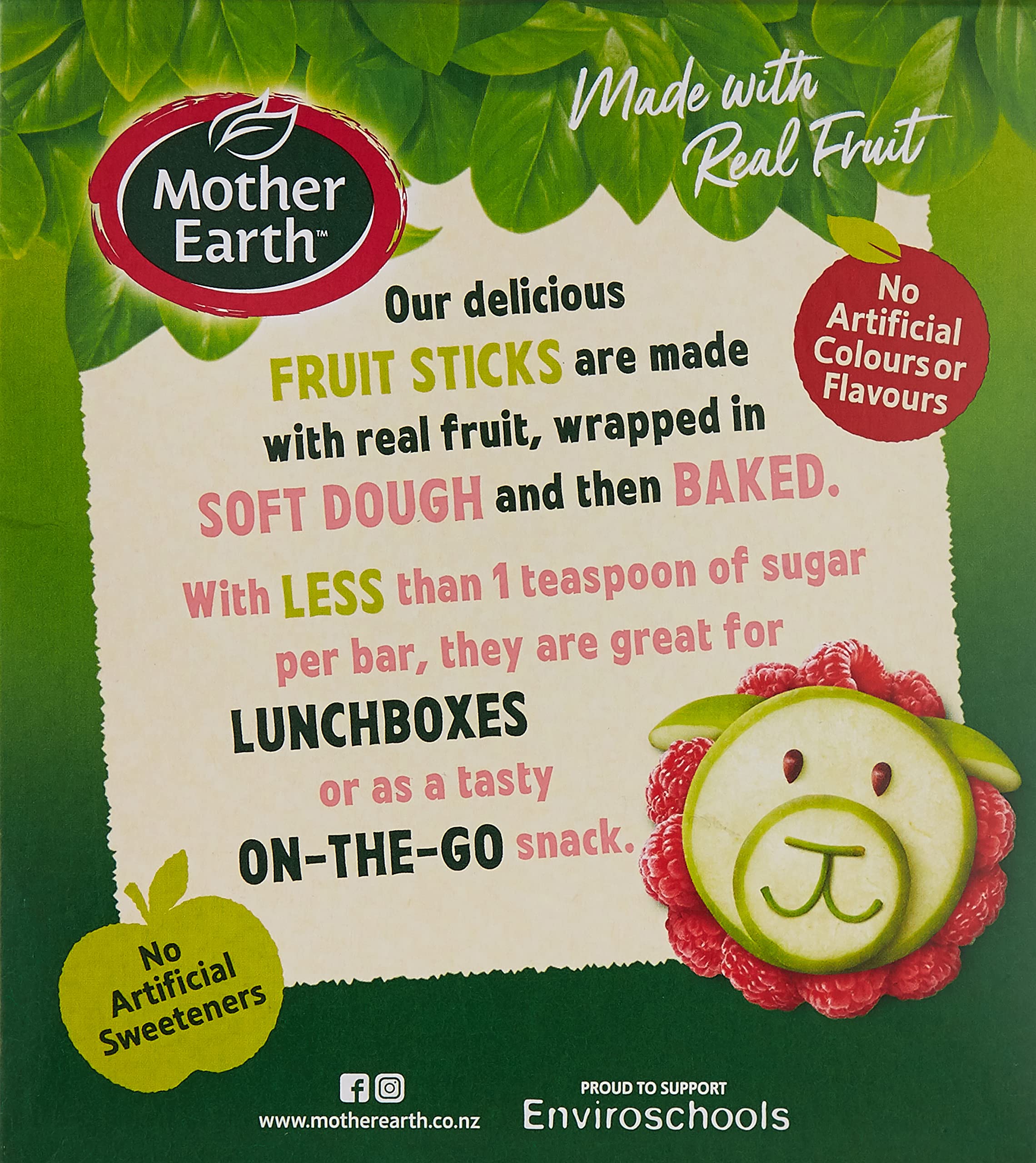 Raspberry White Chocolate Fruit Sticks 8 Bars - Vegetarian, No Artificial Sweeteners for Healthy Snacking