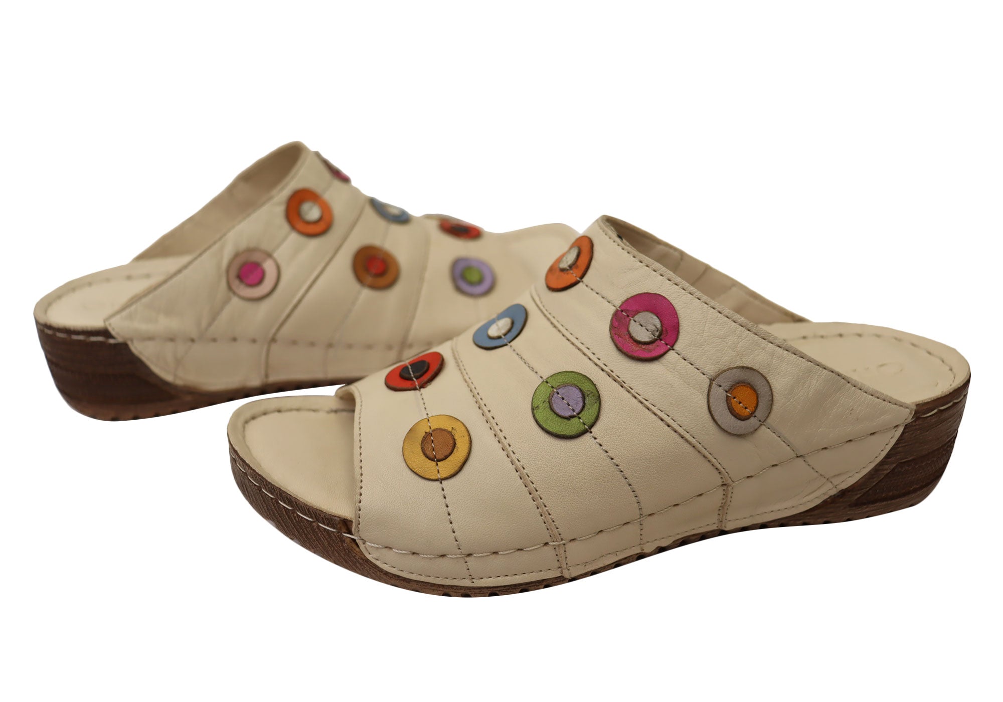 Orizonte Passion Women's Comfortable Leather Slides Sandals - European Style for Casual Wear, Beach, and Home Relaxation