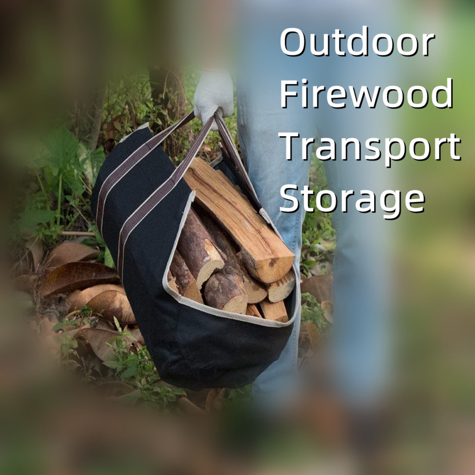 Voda Firewood Carrier Bag - Heavy Duty Log Holder with Handles for Camping, Fireplace & Outdoor Use