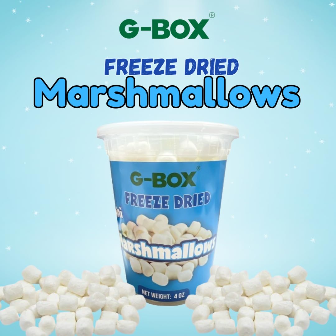 G-BOX Freeze Dried Marshmallows - Mini Fat-Free Snacks for Adults & Kids | TikTok Viral Candy | Perfect for Halloween & Christmas Treats | CrispyMallows Large Size | Great for Baking, Hot Cocoa & Party Favors