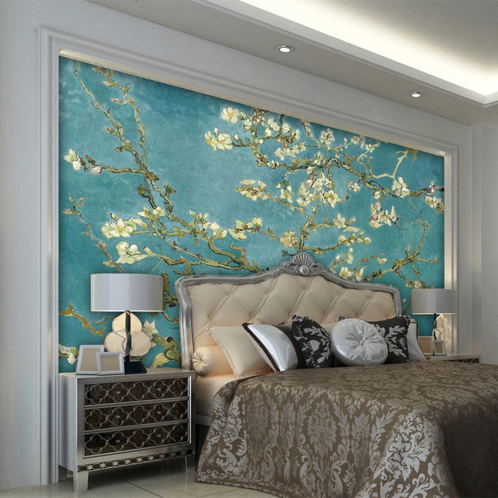 Vintage Floral Oil Painting Wallpaper Mural - Landscape Photo Wallpaper for Living Room, Bedroom, Home Decor (173