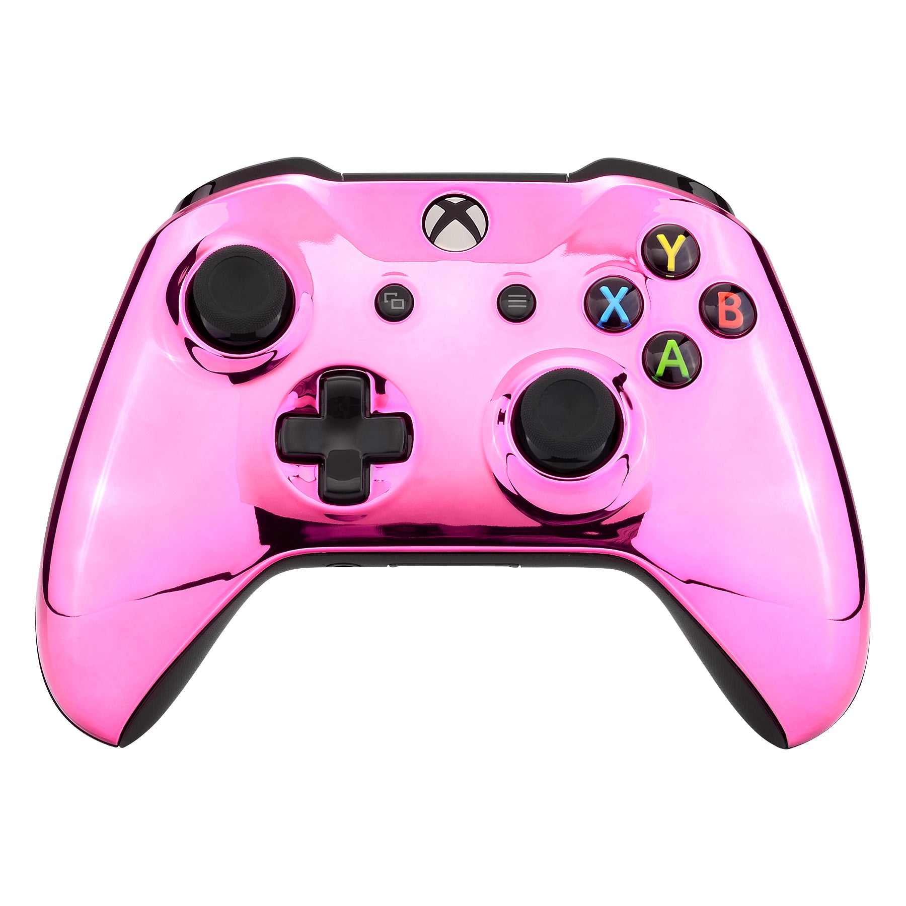 eXtremeRate Chrome Pink Front Housing Shell Faceplate for Xbox One S & Xbox One X Controller (Model 1708) - Custom Replacement Cover for Enhanced Gaming Experience - Perfect for Gaming Enthusiasts & Streamers