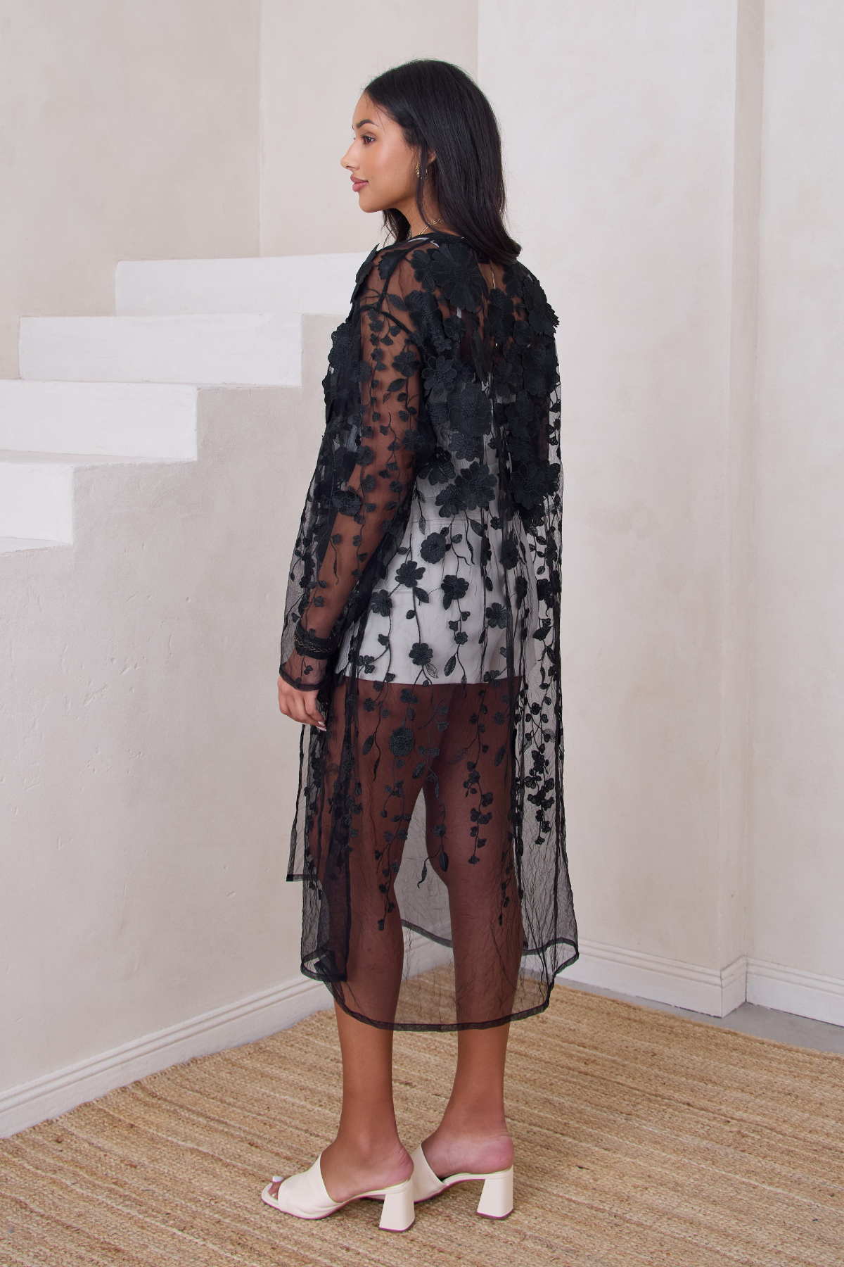 Elegant Sheer Floral Duster Kimono - Lightweight Lace Cover Up for Women - Perfect for Beach, Pool, or Summer Outfits