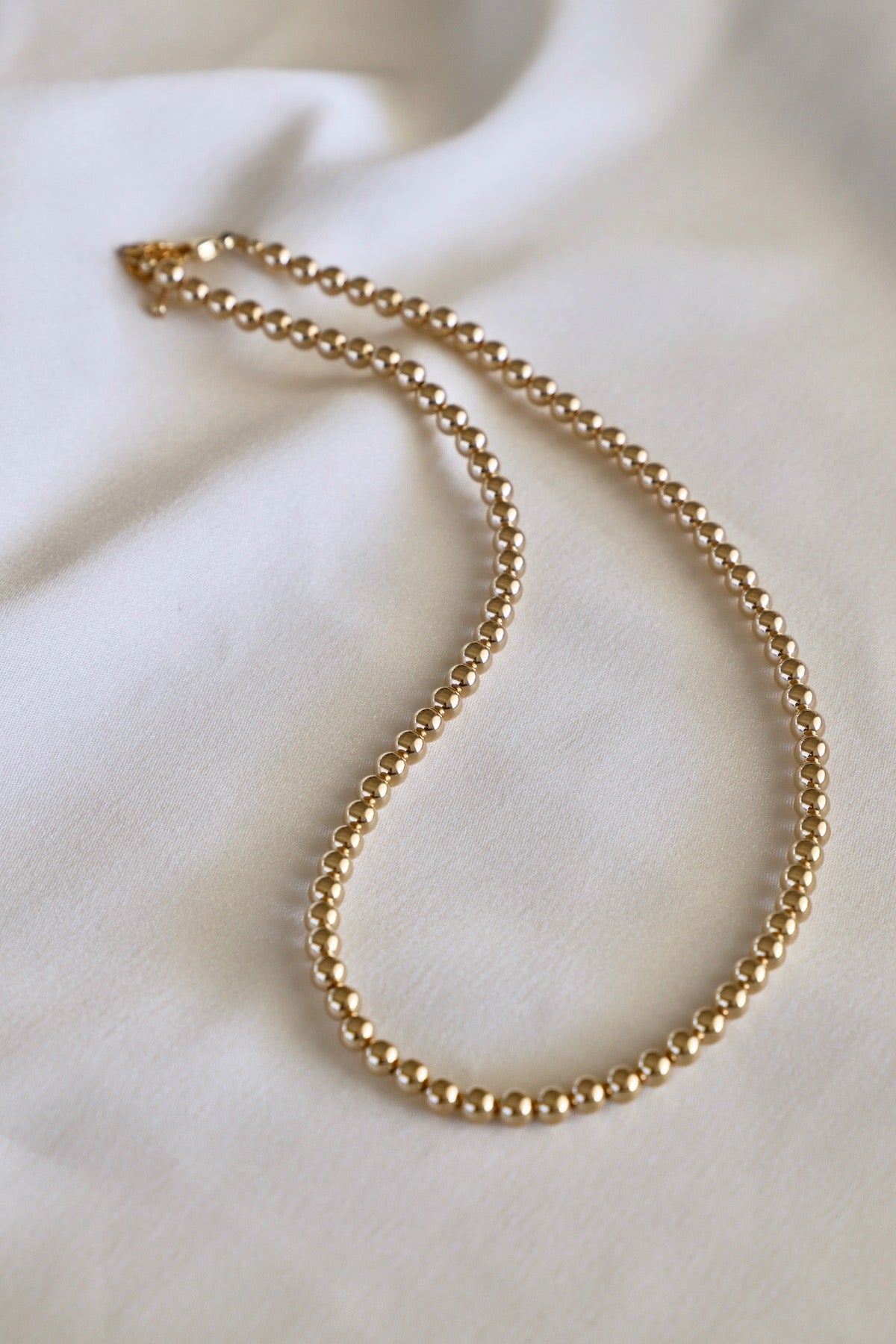 14K Gold Filled 5mm Beaded Necklace for Women - Elegant Layering Jewelry for Everyday Wear, Gift Giving & Special Occasions